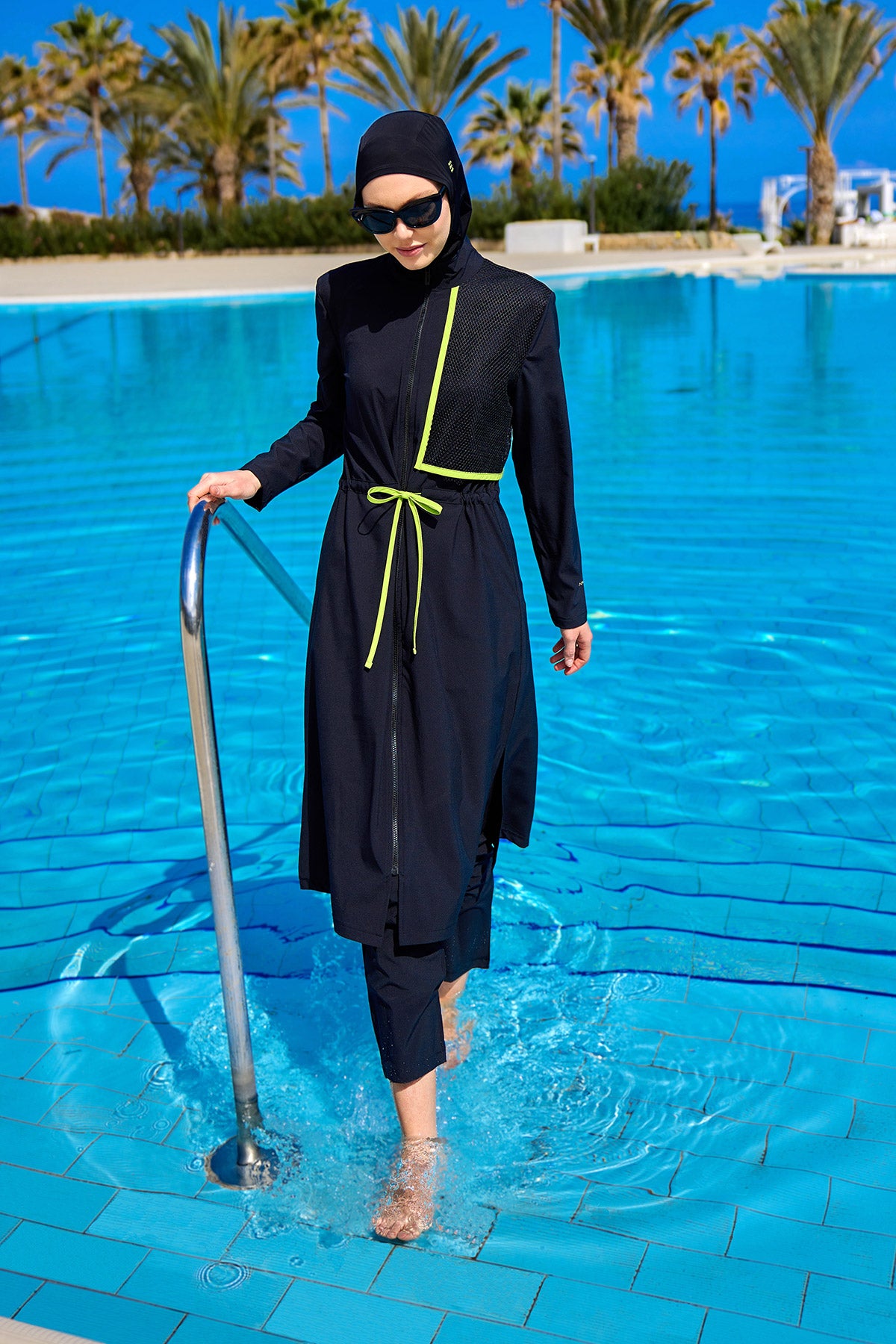 Black Full Coverage Modest Swimwear Burkini Set M2506-1 Main image
