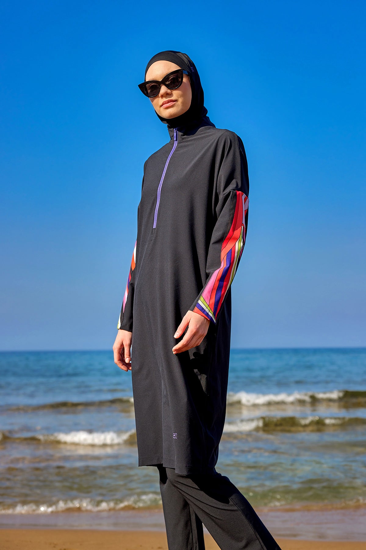 Black Full Coverage Swimwear Burkini Set M2510 Secondary image