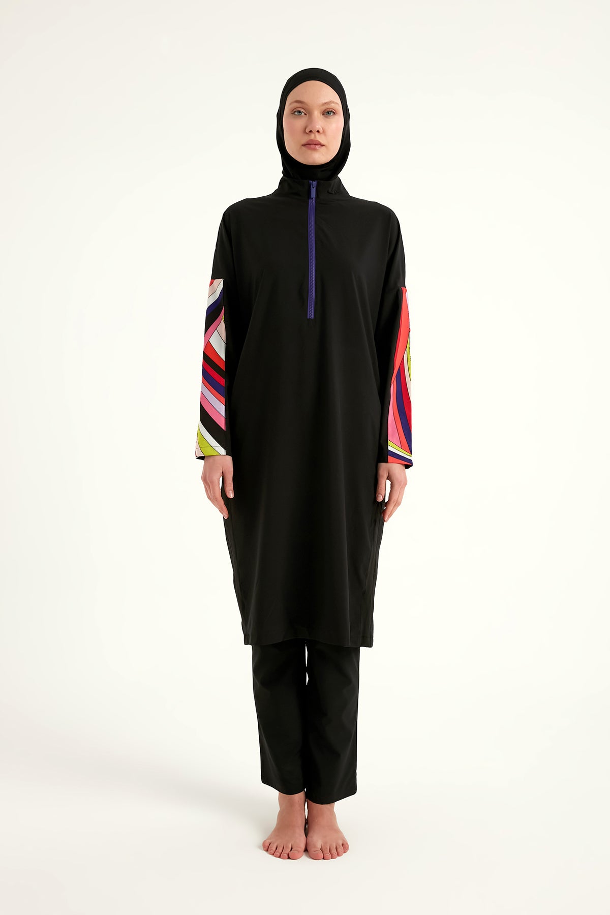 Black Full Coverage Swimwear Burkini Set M2510 AE Main image