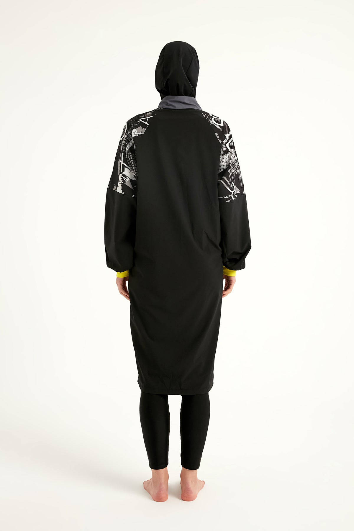 Black Full Coverage Modest Burkini with Sleeve Detail M2512