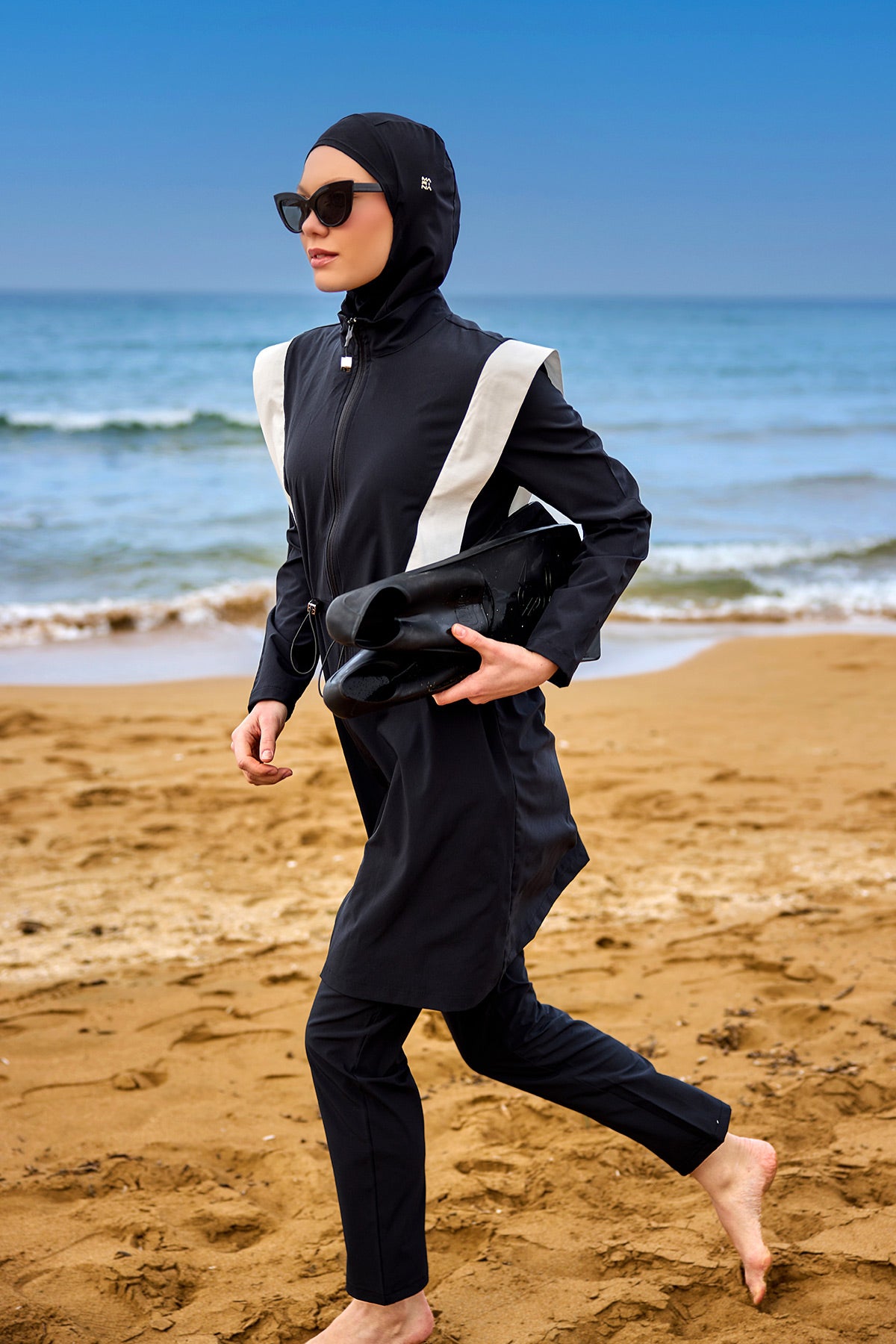 Black Adjustable Waist Modest Burkini Set M2526-1