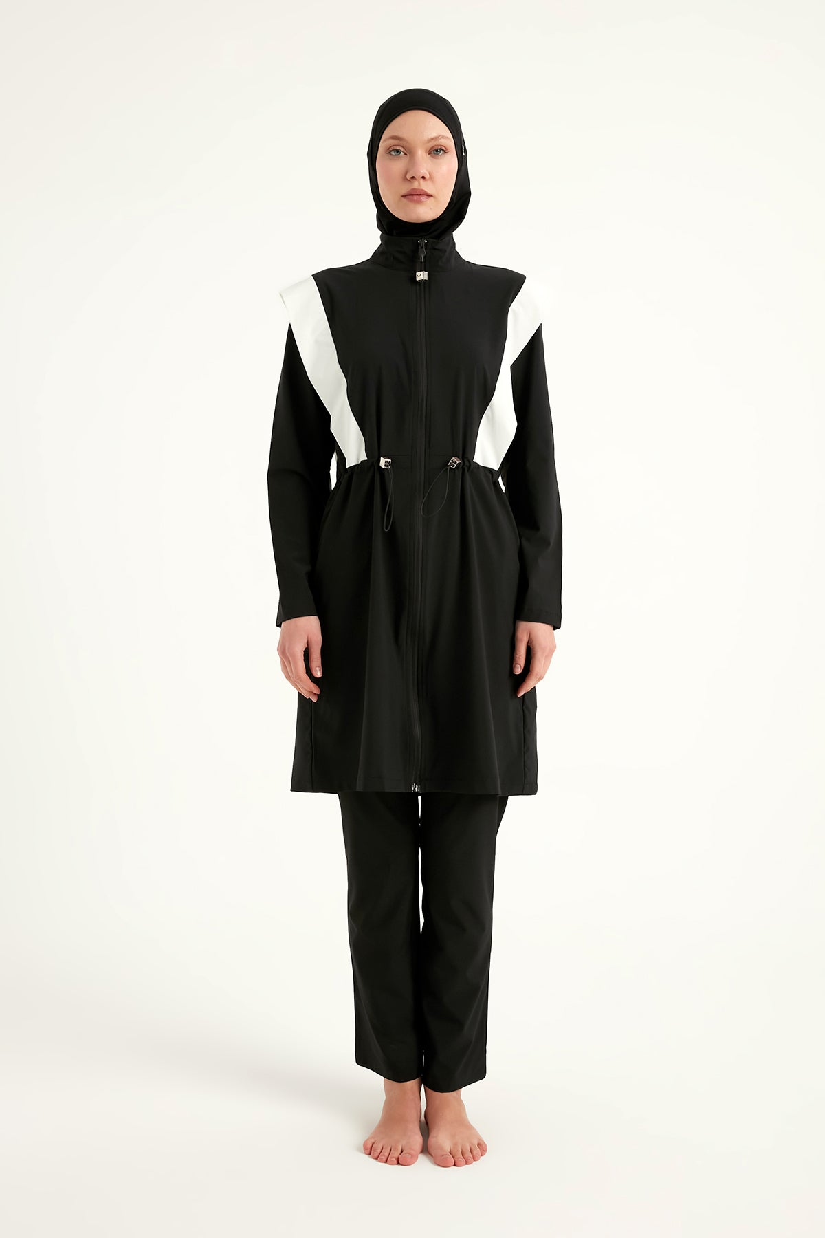 Black Adjustable Waist Modest Burkini Set M2526-1