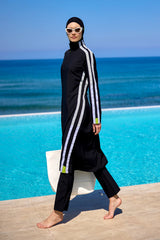 Marina Black Full Coverage Modest Swimsuit - M2529