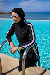 Marina Black Full Coverage Modest Swimsuit - M2529