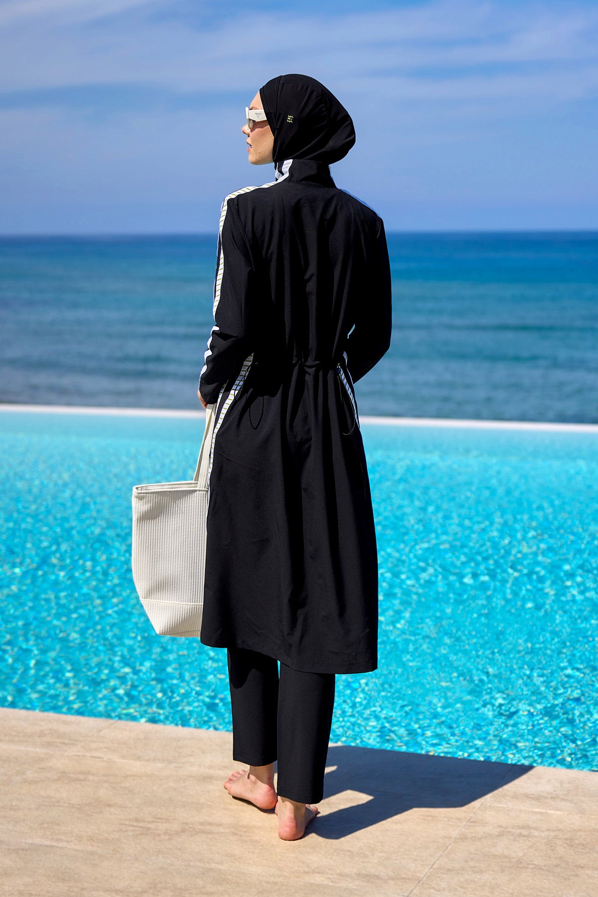 Marina Black Full Coverage Modest Swimsuit - M2529