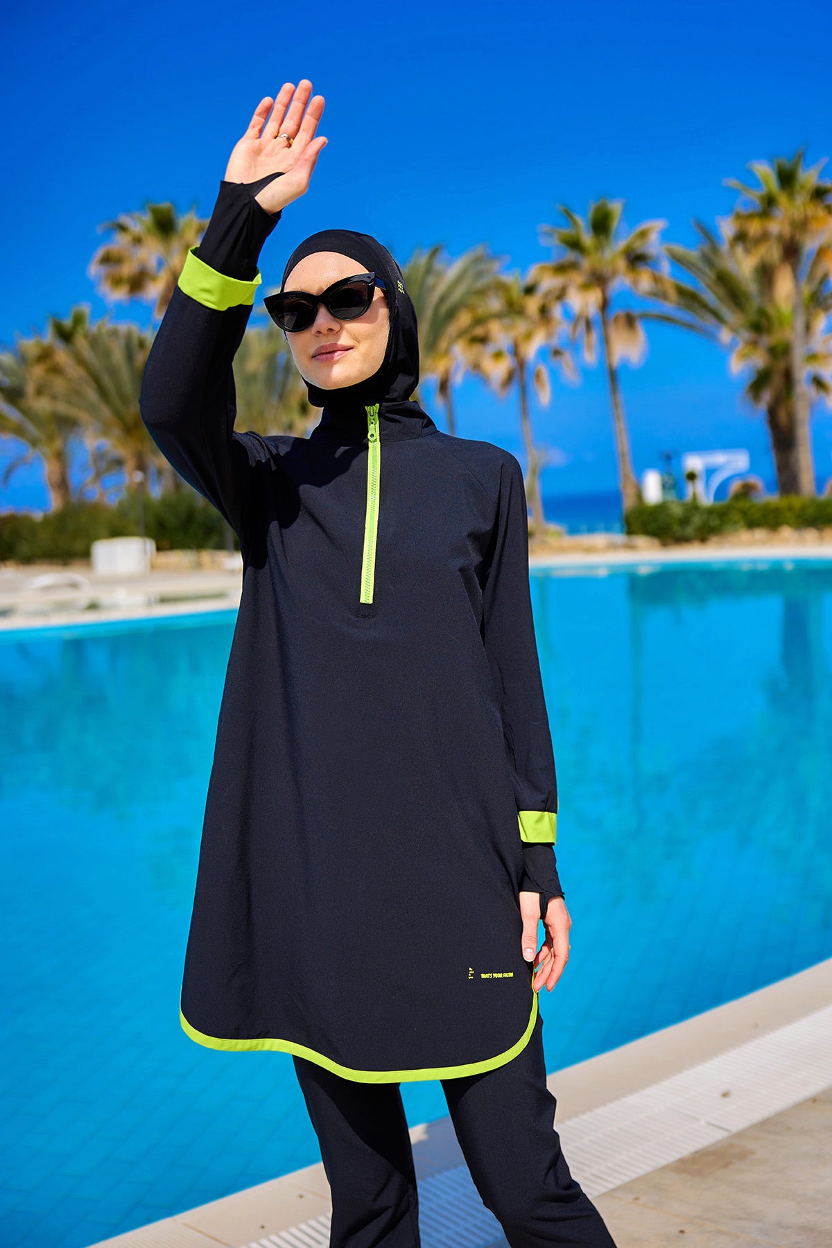 Marina Black Full-Coverage Modest Swimsuit – M2531 Main image