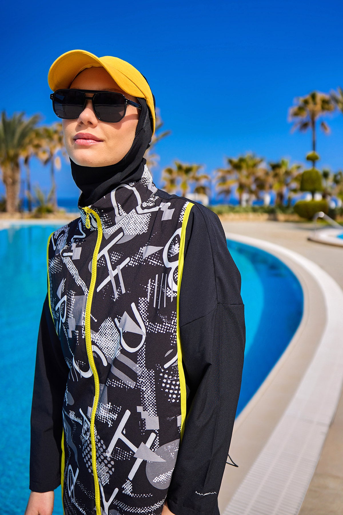 Black Full Coverage Modest Swimwear Burkini Set M2536 AE