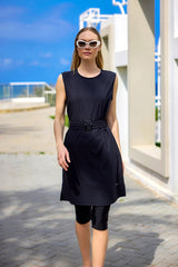 Marina Black Semi-Covered Swimsuit - H2508