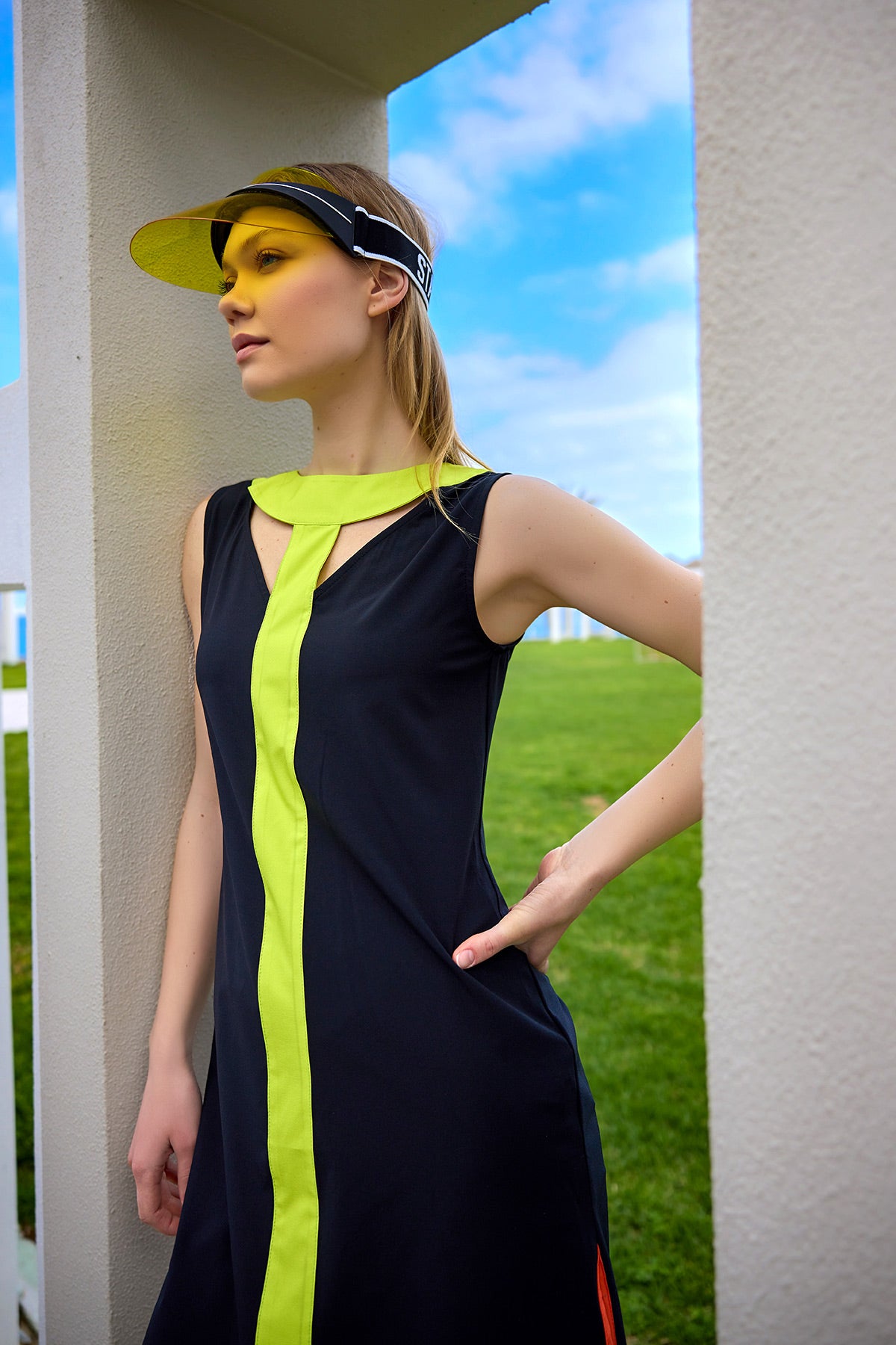 Marina Black Semi-Covered Modest Swimsuit - H2502-1 Secondary image