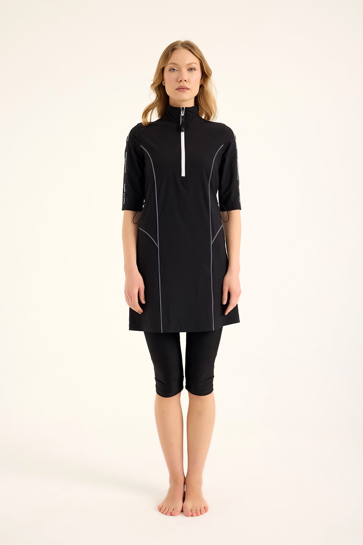 مايوه مارينا الأسود المحتشم بنصف تغطية - H2503 