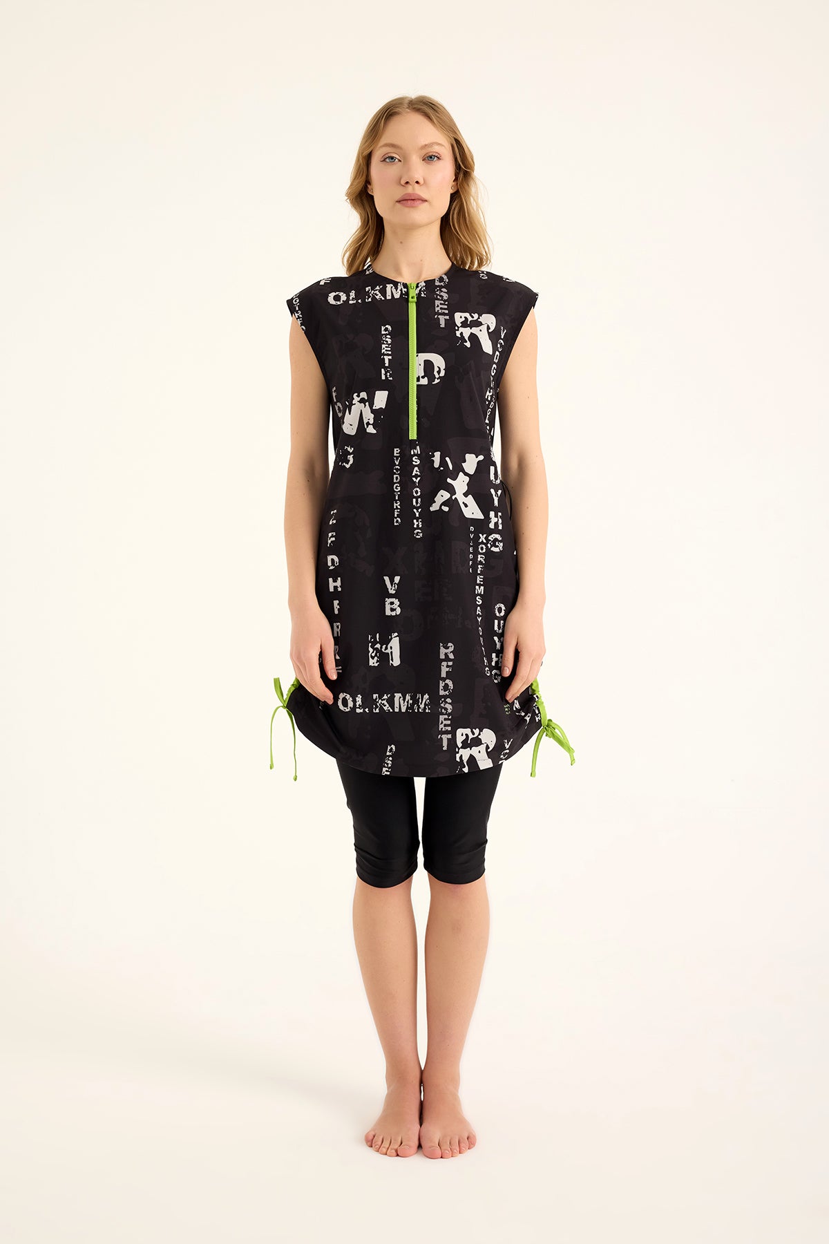 Marina Black Printed Semi-Covered Swimsuit - H2506