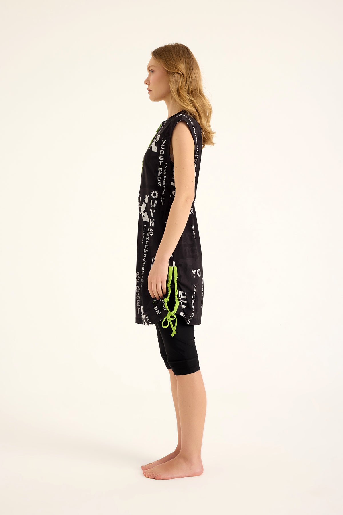 Marina Black Printed Semi-Covered Swimsuit - H2506