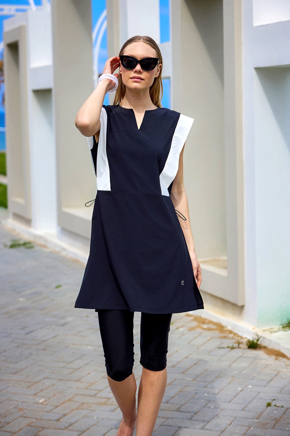 مايوه مارينا الأسود المحتشم بنصف تغطية - H2511  الصورة الرئيسية