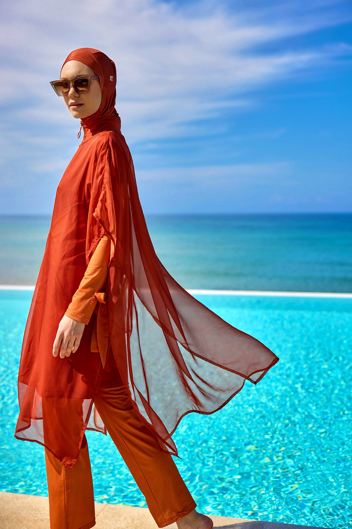 Marina Orange Silky Pareo – P2516-2