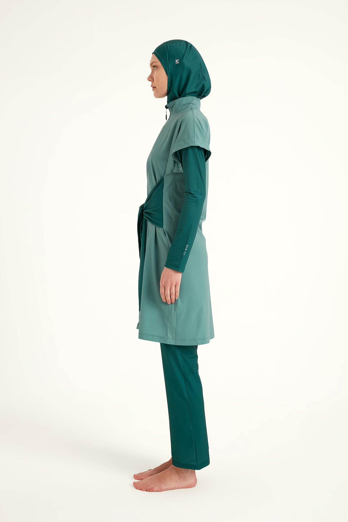 Olive Modest Burkini Set – High Collar Full Coverage Swimwear M2523-1