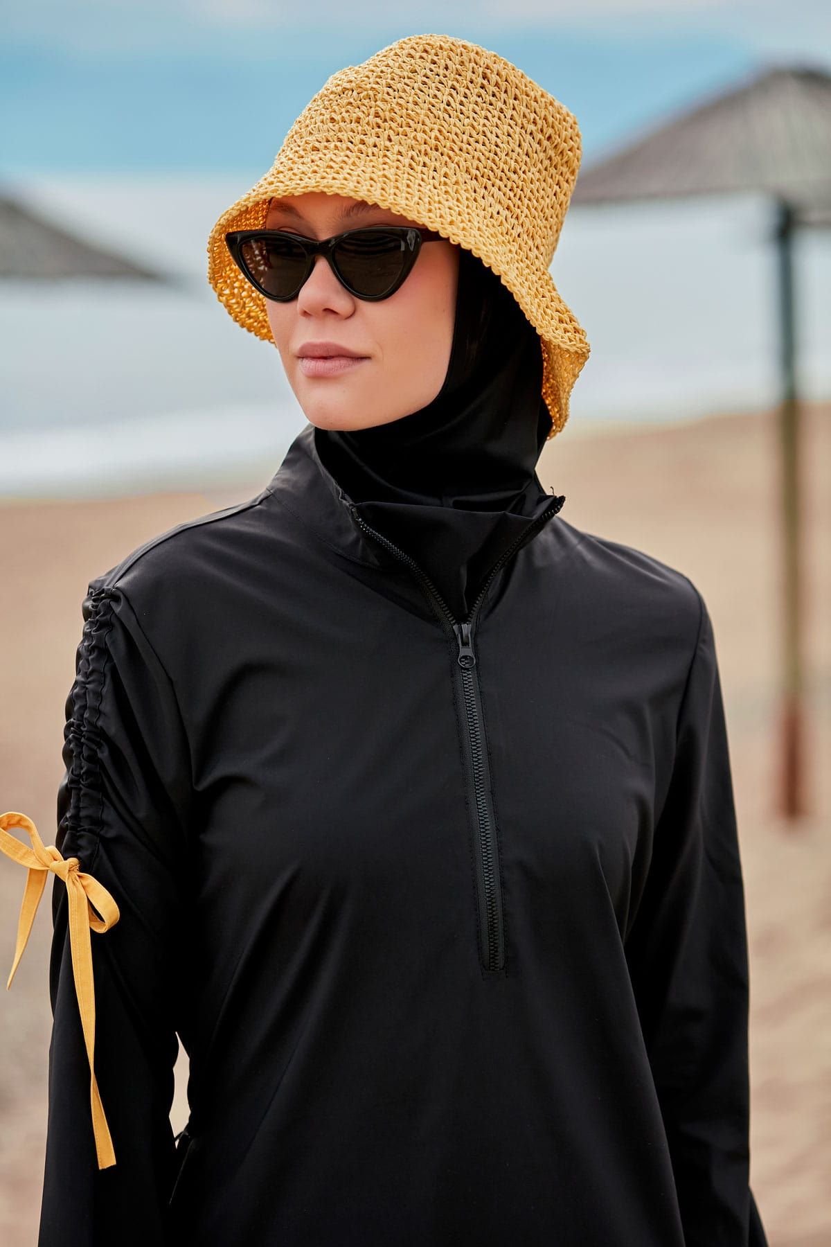 Woven Black Burkini Modest Swimwear M2431