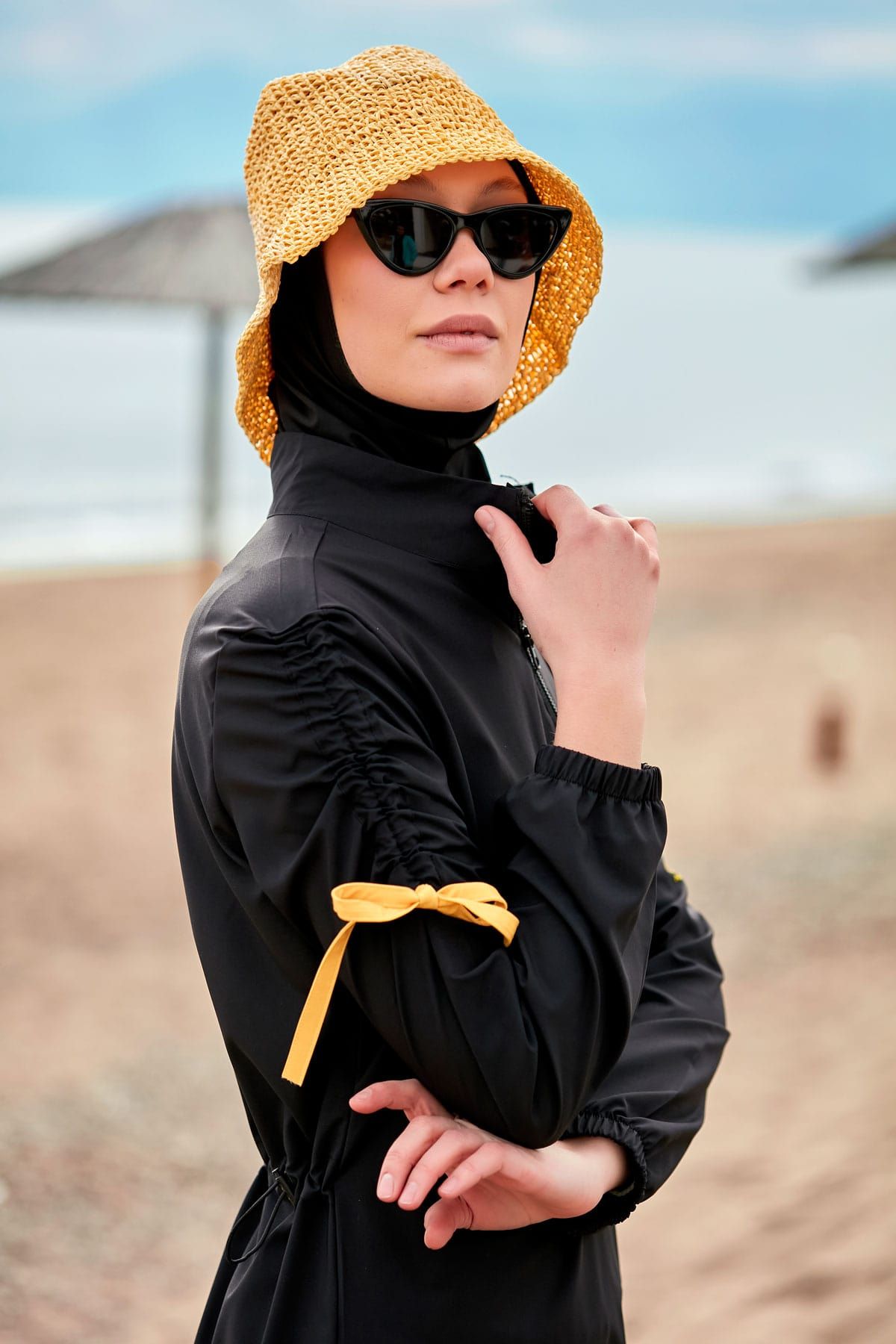 El Örgusü Sarı Hasır Şapka 14399 الصورة الرئيسية