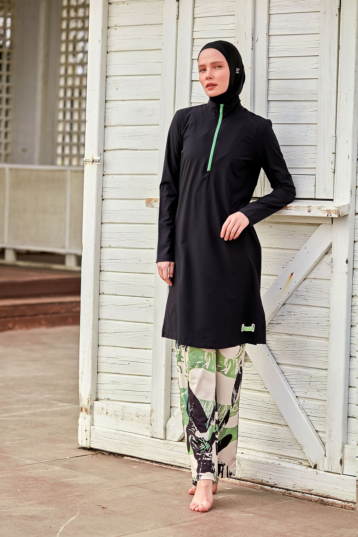 Woven Black Burkini Modest Swimwear M2425 Main image