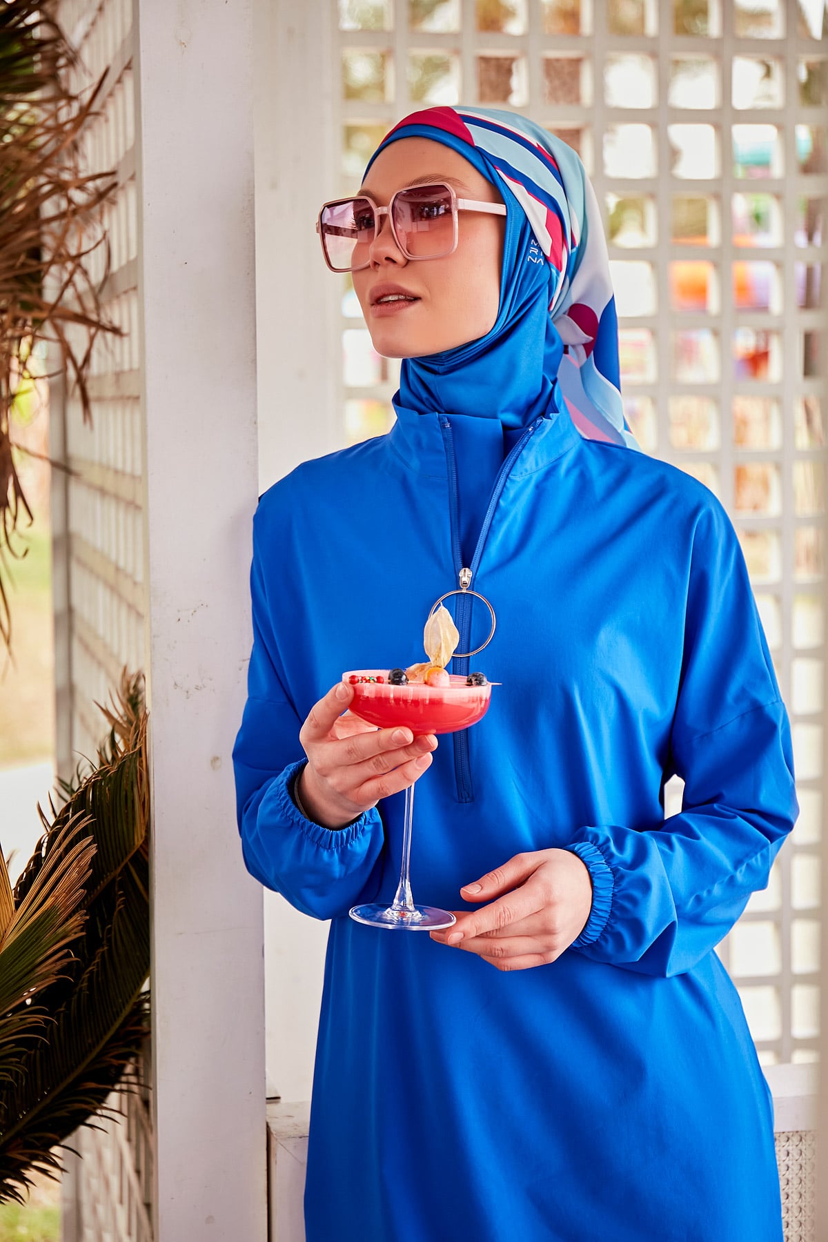 Woven Sax Burkini Modest Swimwear M2404 DE Main image