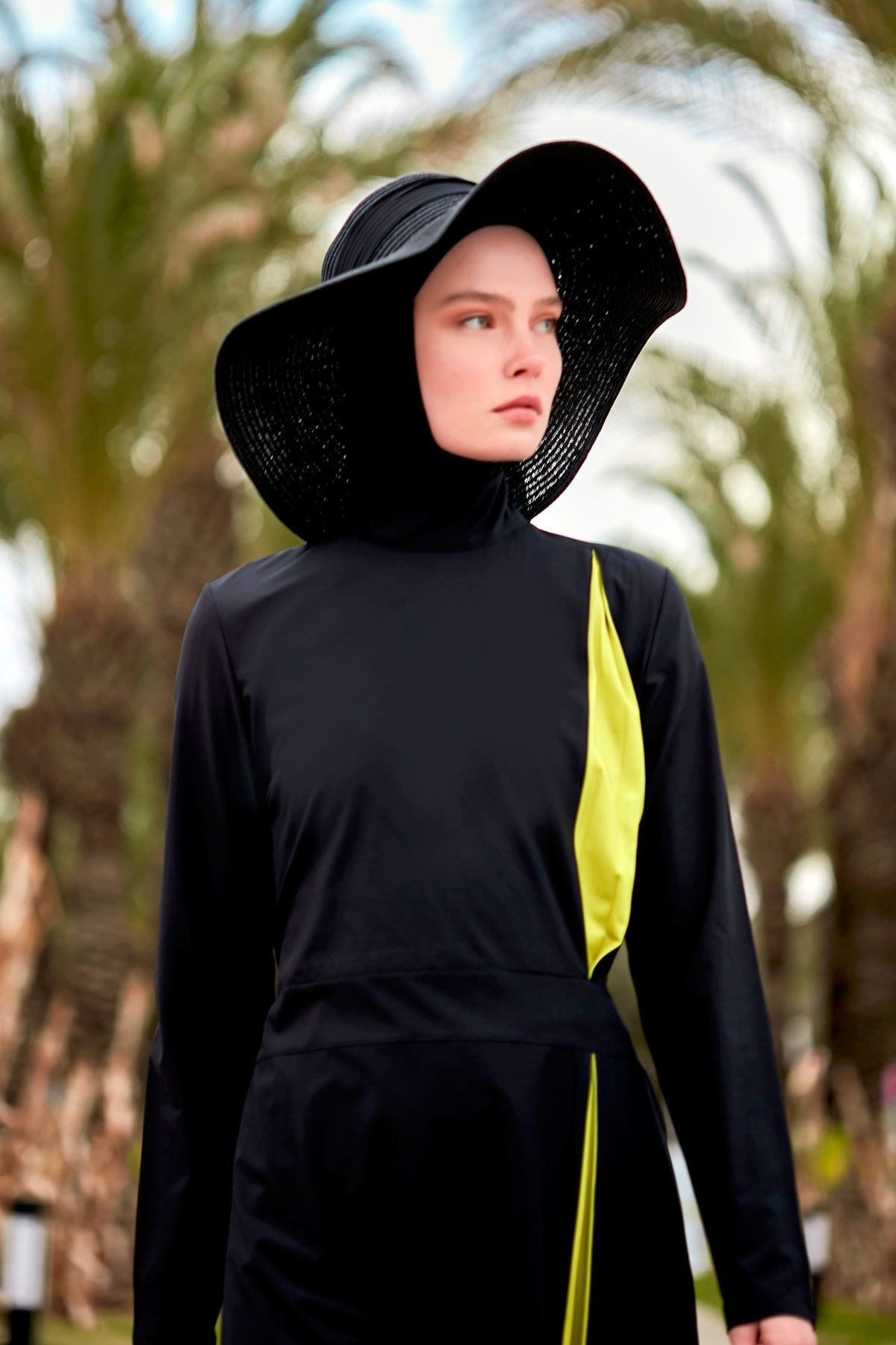Woven Black Burkini Modest Swimwear M2420
