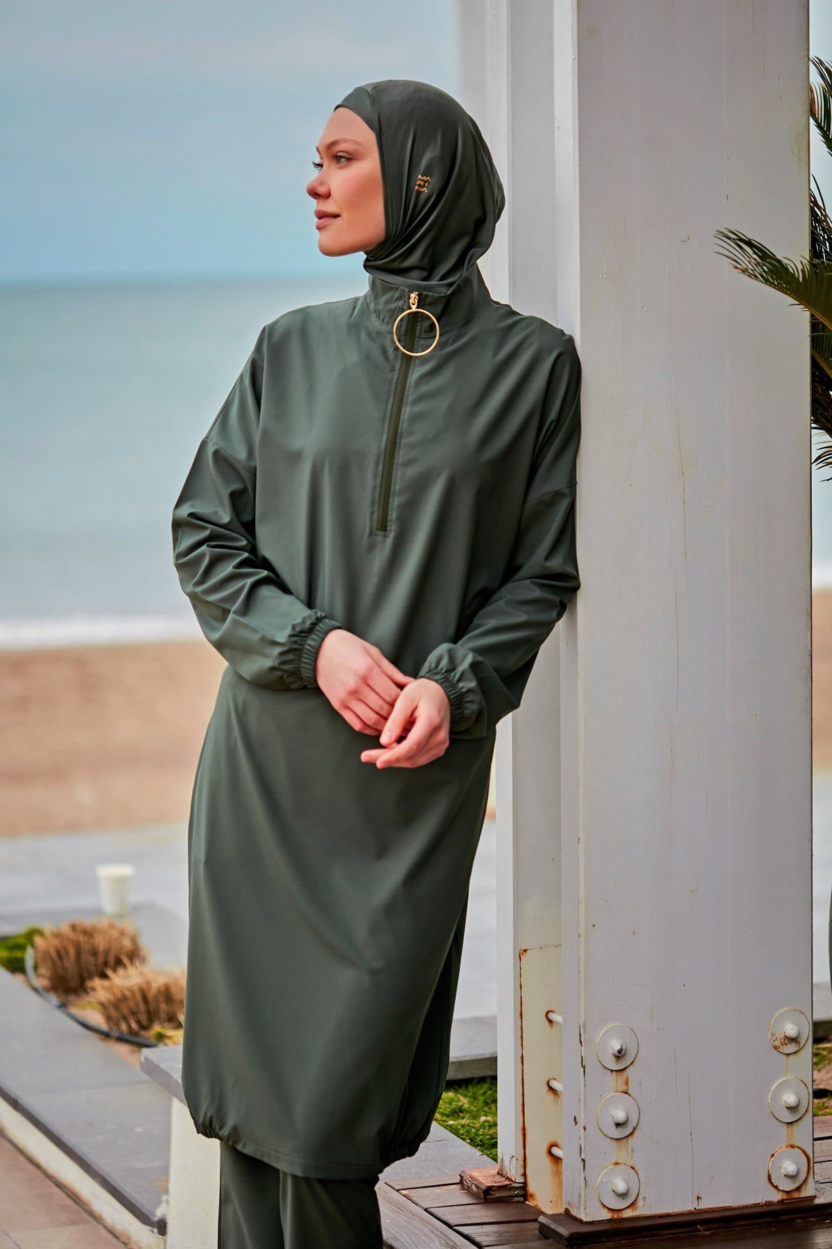 Woven Khaki Burkini Modest Swimwear M2406 Secondary image