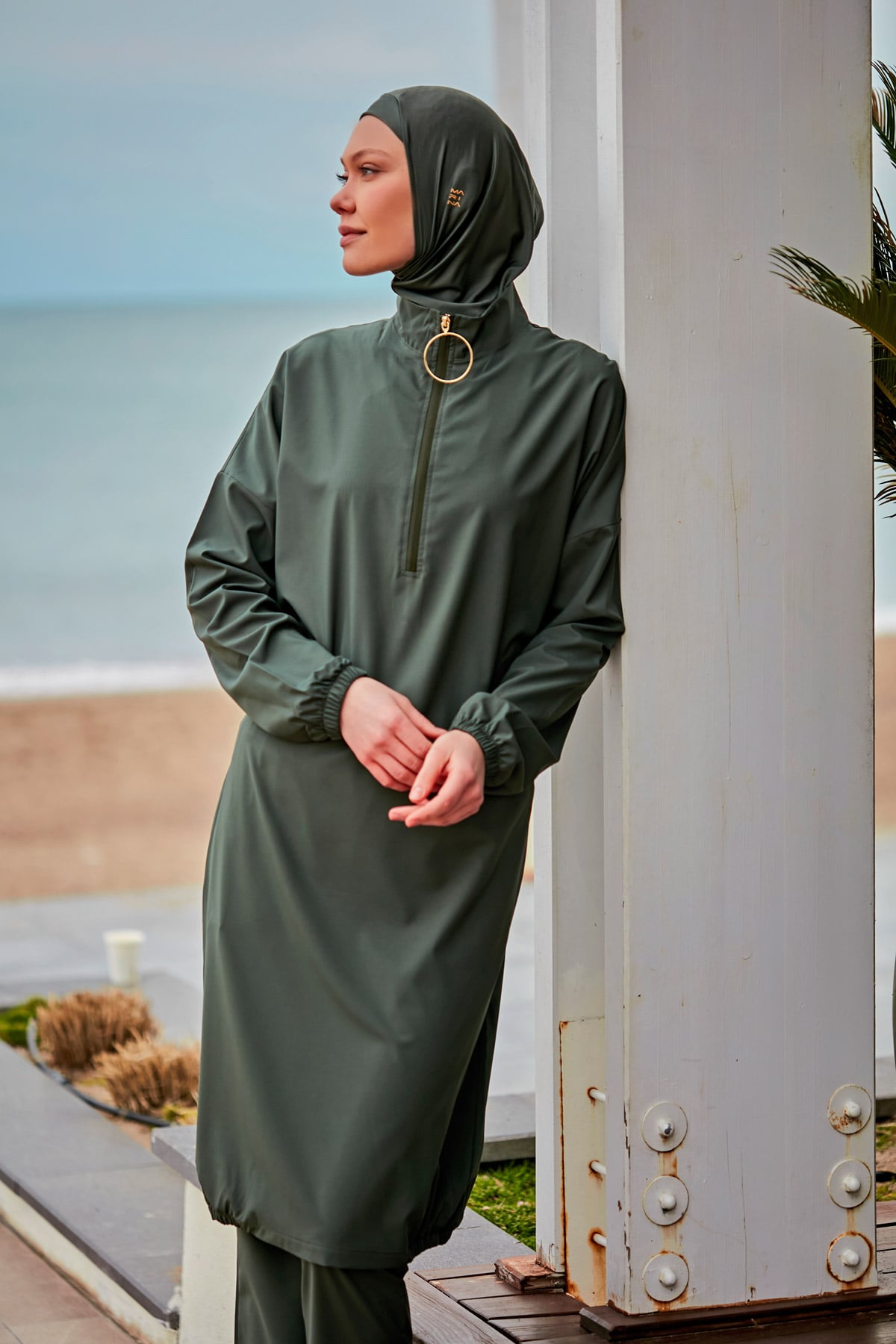 Woven Khaki Burkini Modest Swimwear M2406 USA