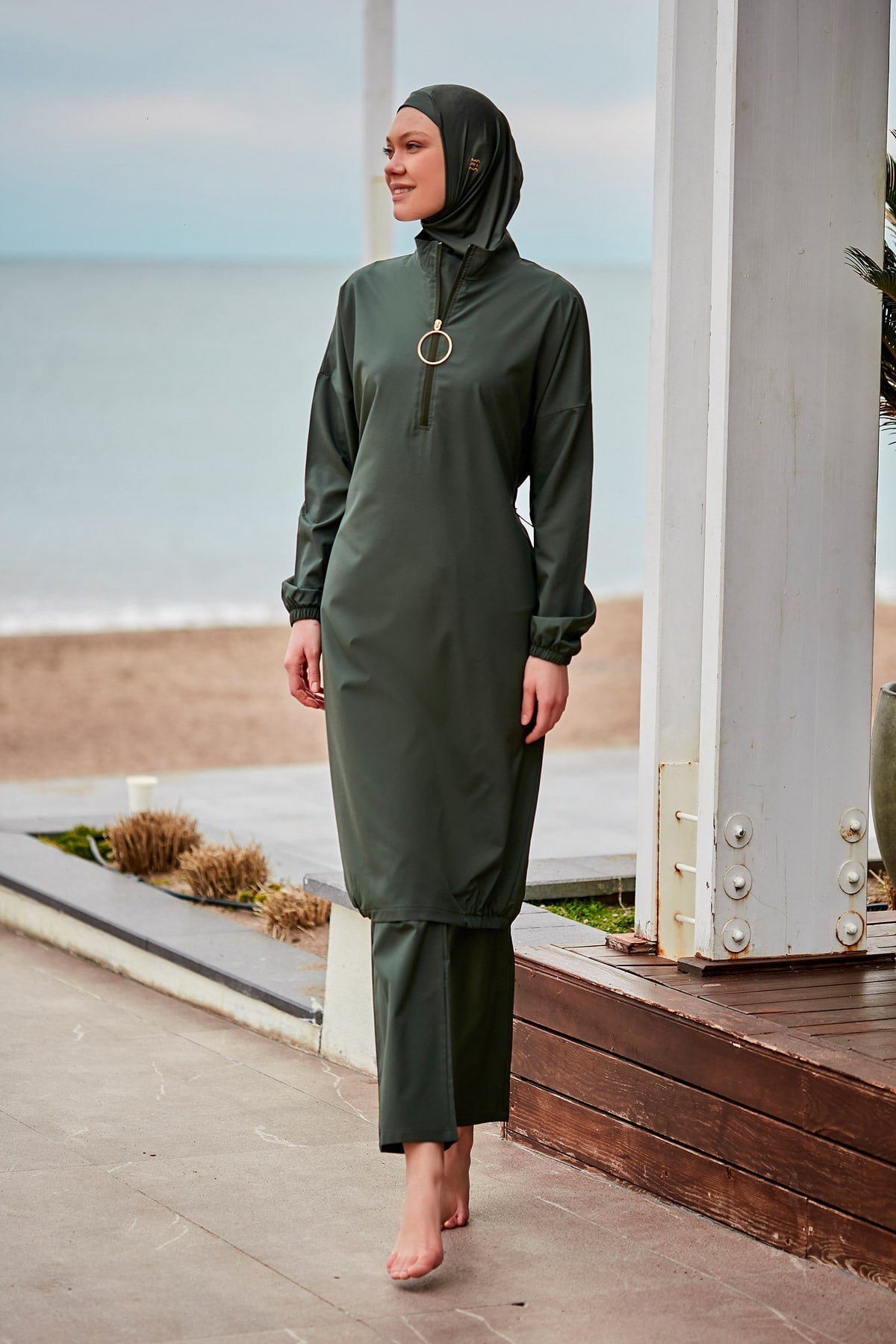 Woven Khaki Burkini Modest Swimwear M2406 AUS