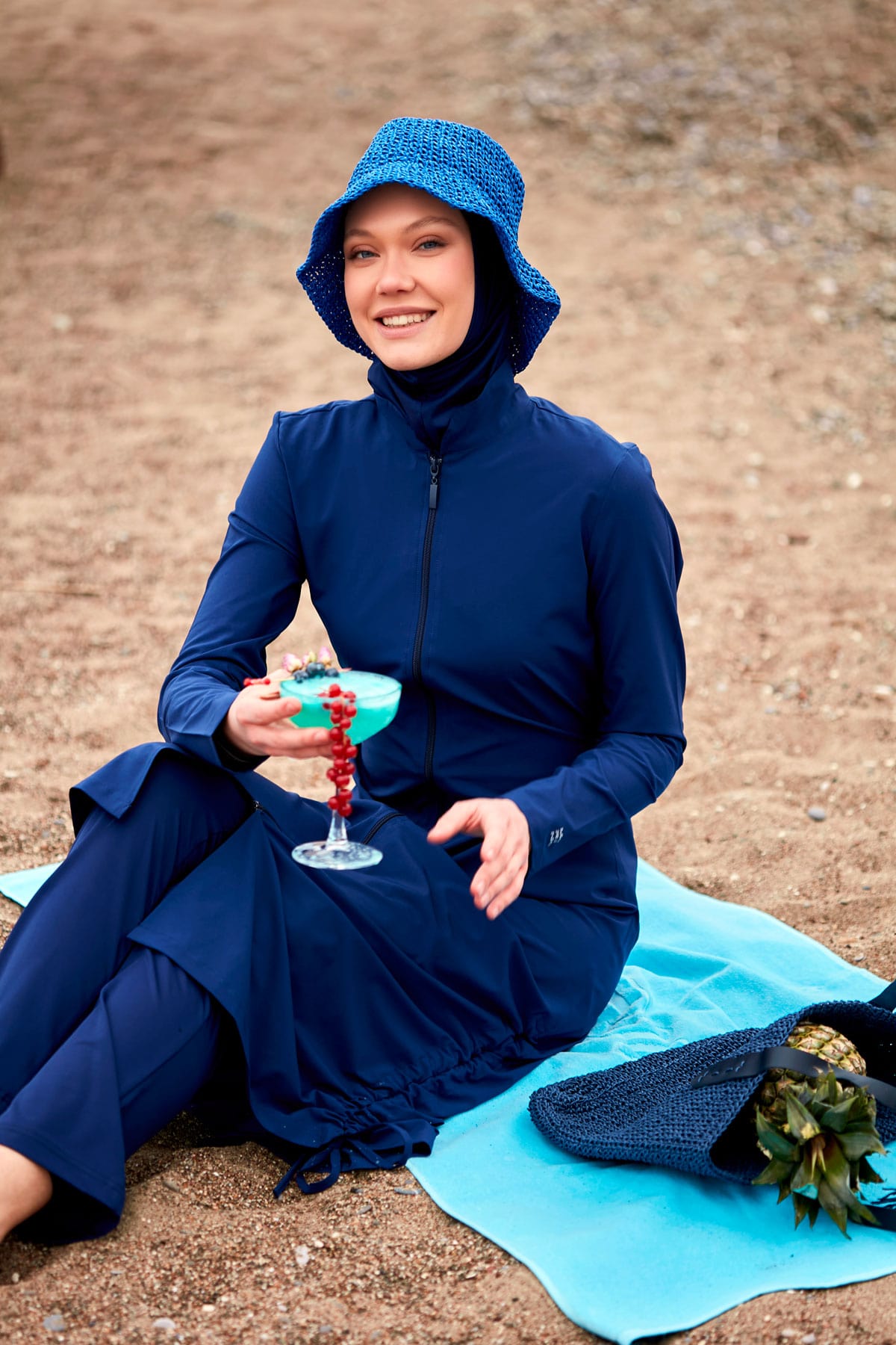 Woven Navy Burkini Modest Swimwear M2416 AUS