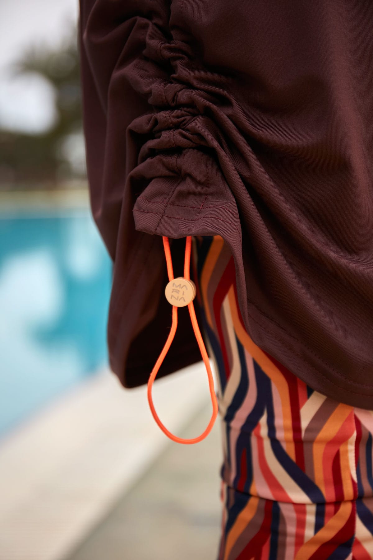 Patterned Brown Full-Coverage Modest Swimwear Burkini - M2466