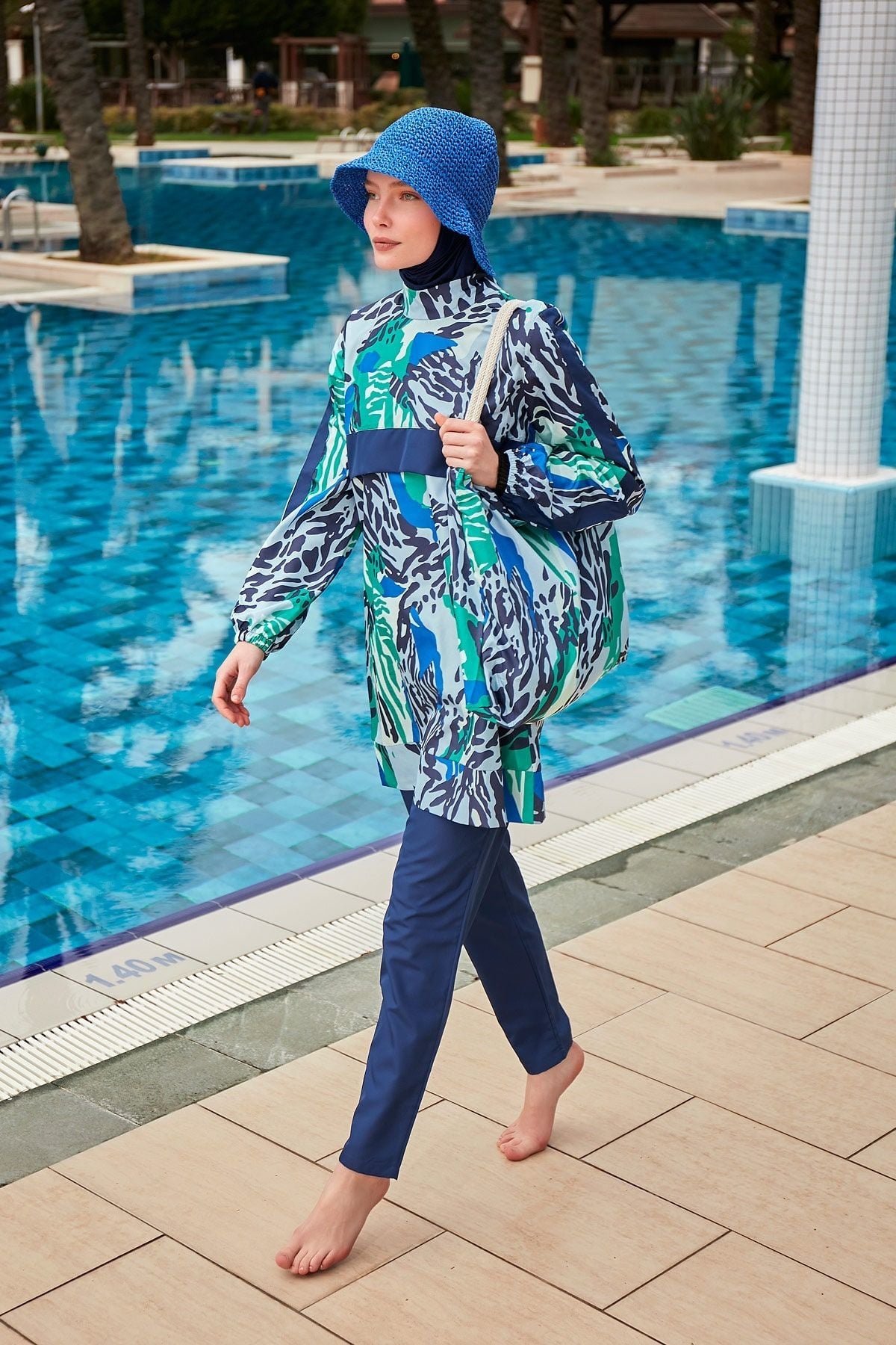 Colourful Burkini Modest Swimwear R2408