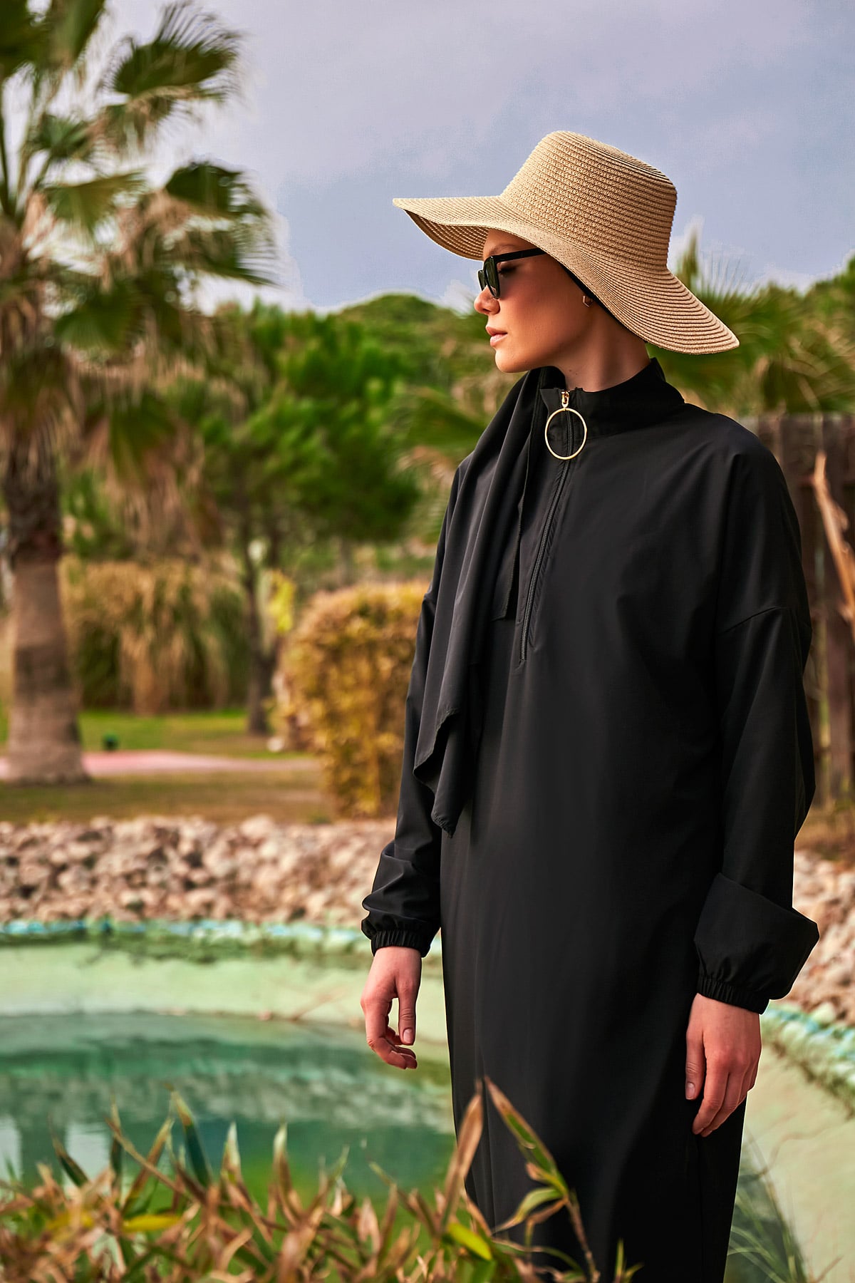 Woven Black Burkini Modest Swimwear M2402 AUS