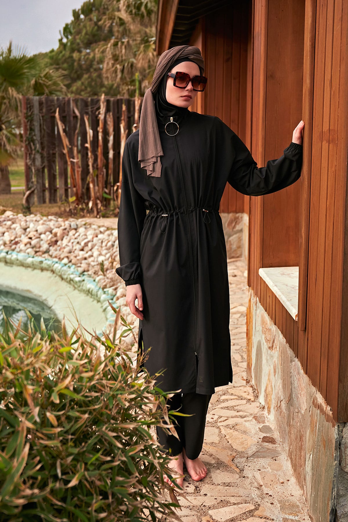Woven Black Burkini Modest Swimwear M2401 AUS