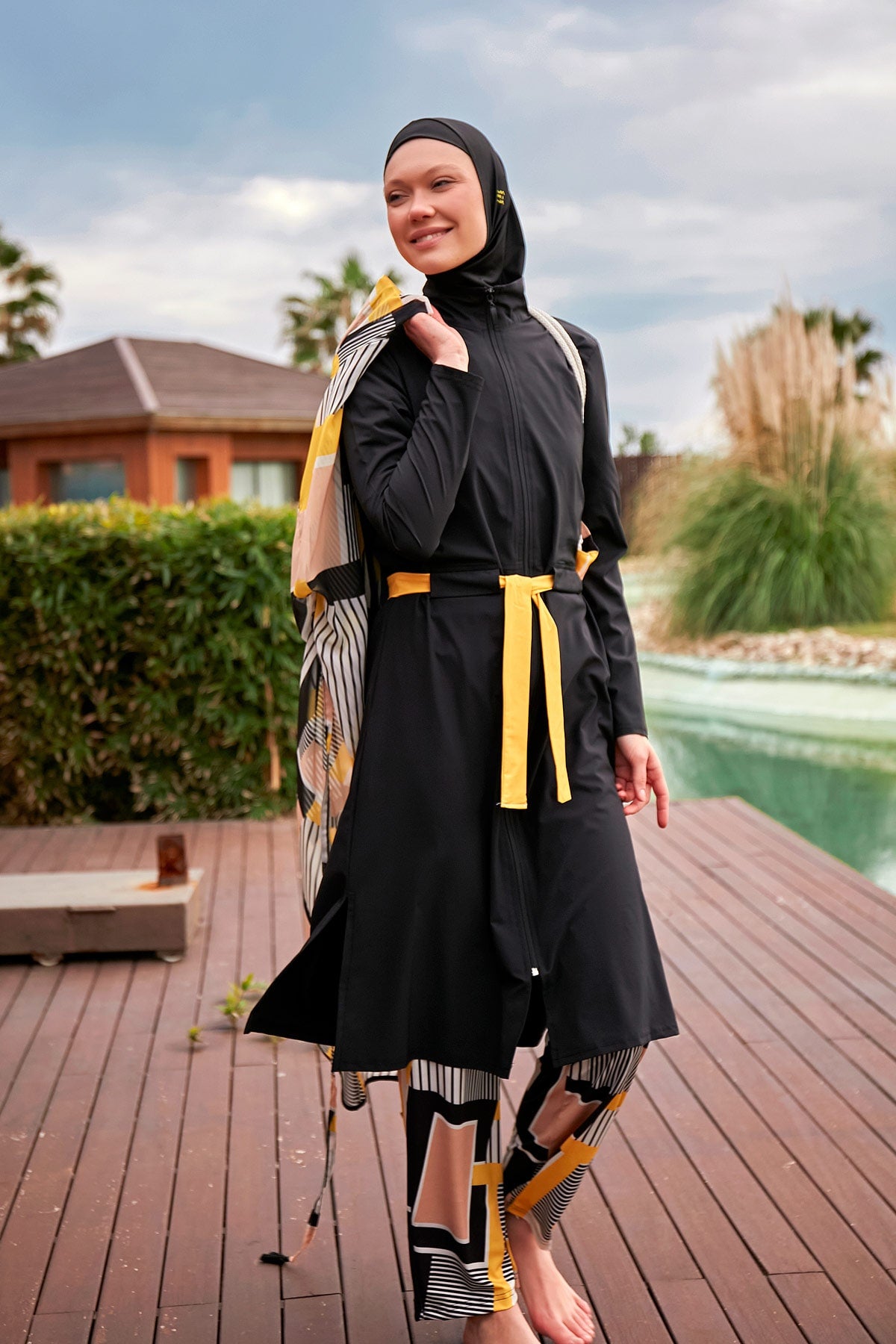 Woven Black Burkini Modest Swimwear M2422 Main image