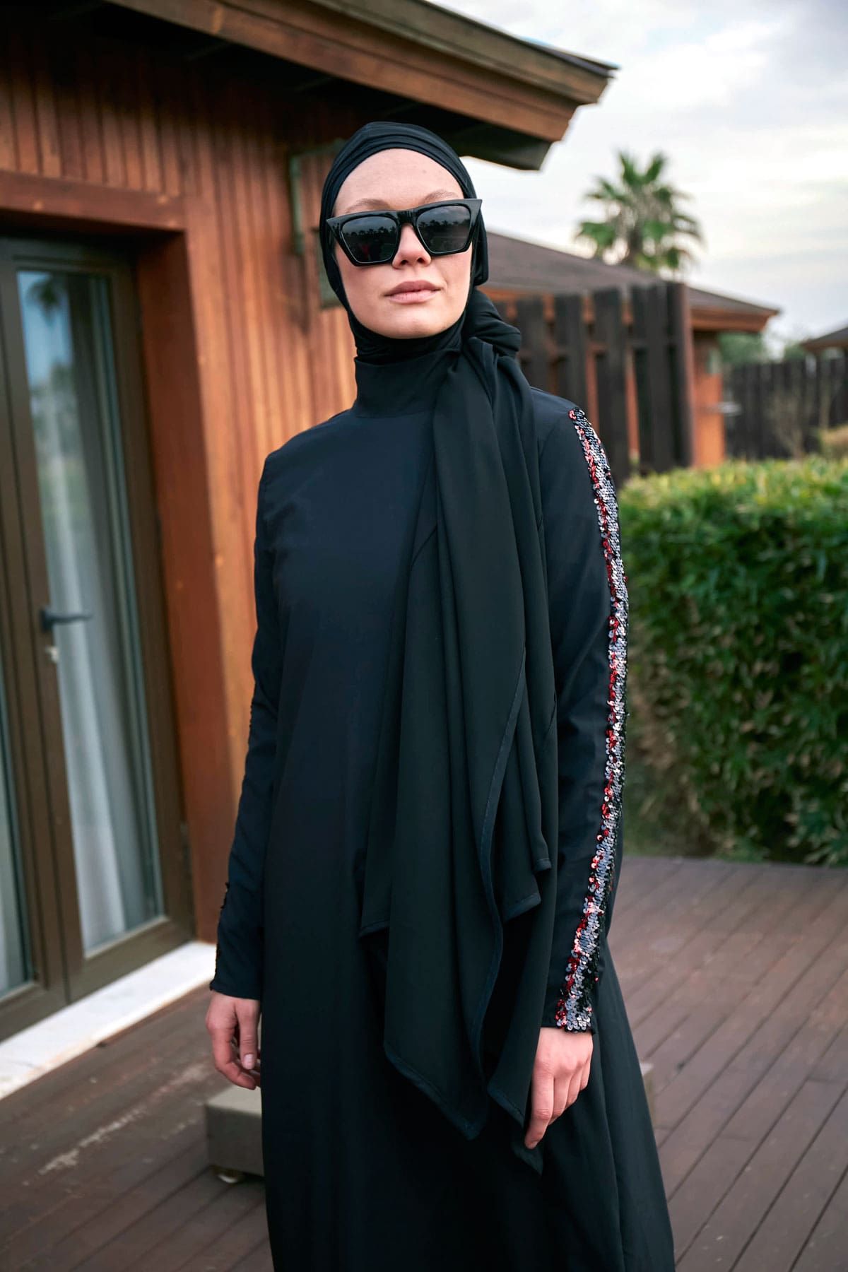 Black Blue Mesh Practical Shawl Cap B2401