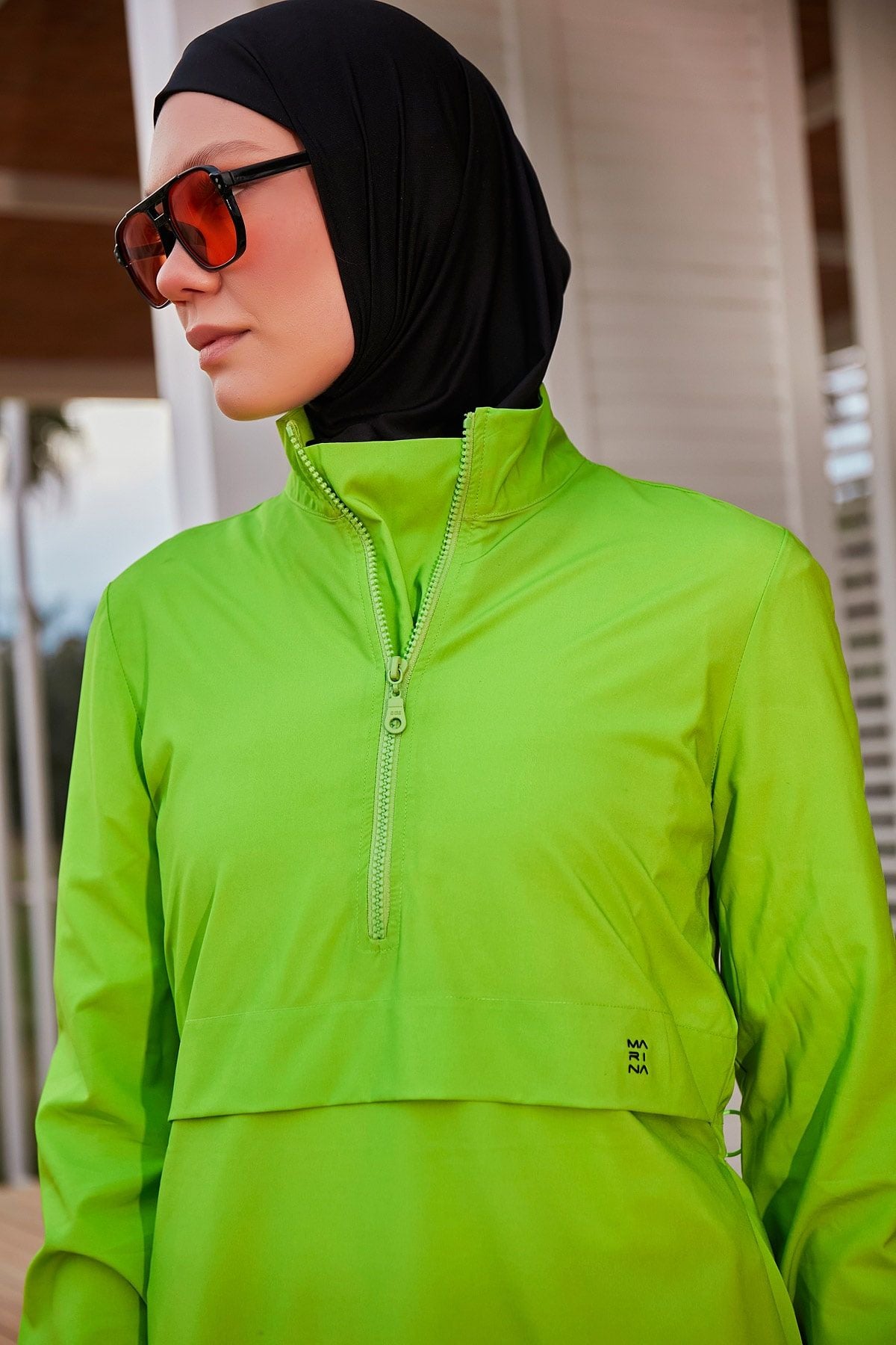 Woven Green Burkini Modest Swimwear M2407