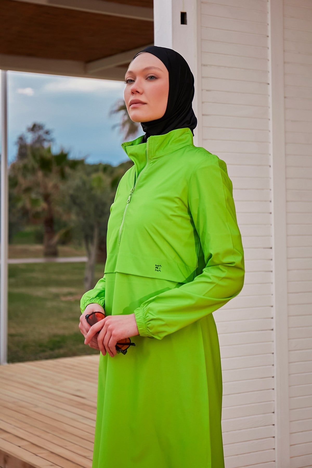Woven Green Burkini Modest Swimwear M2407