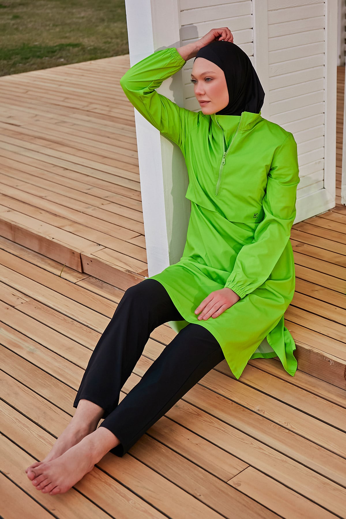 Woven Green Burkini Modest Swimwear M2407 AUS