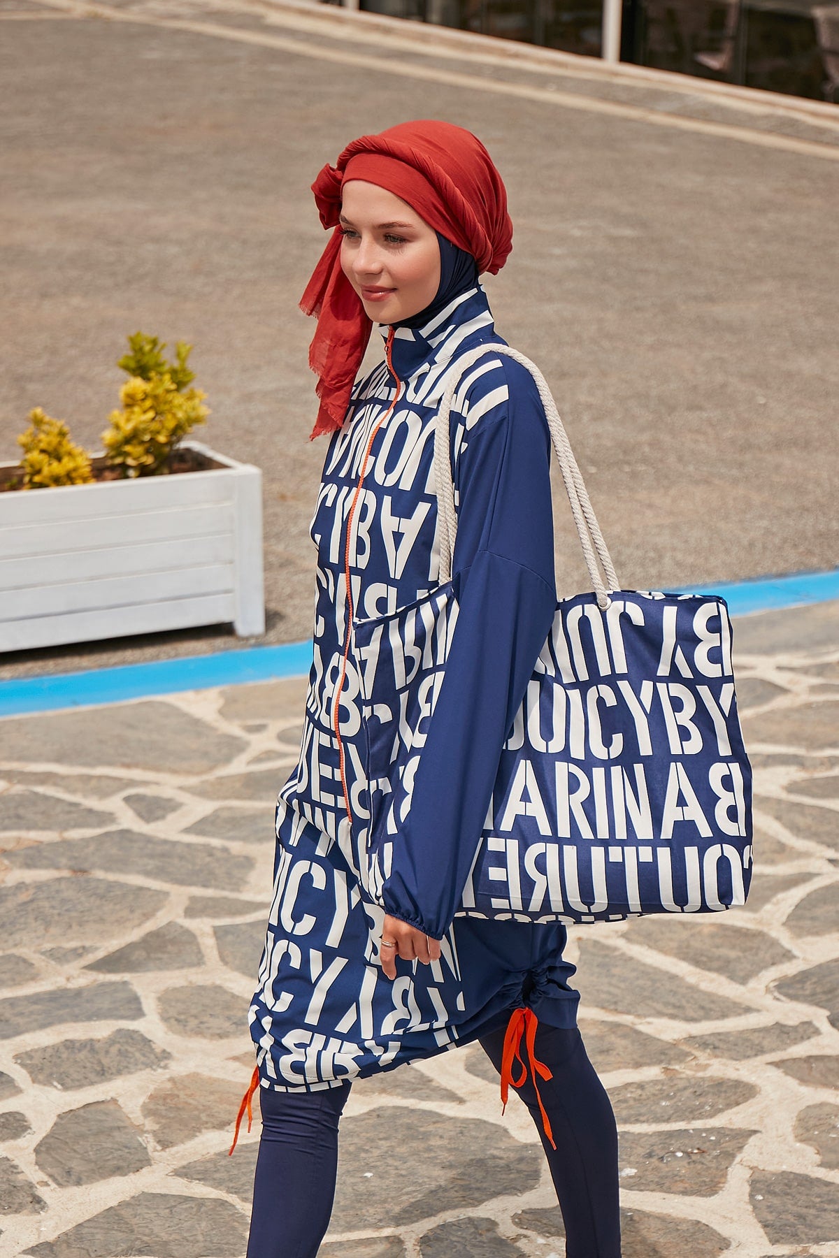 Gathered Tunic Full-Coverage Modest Swimwear Burkini - M2301-1