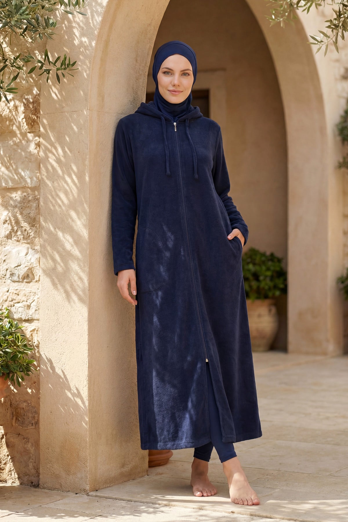 Navy Zippered Towel Pareo Wearable Design P2601-1 Main image