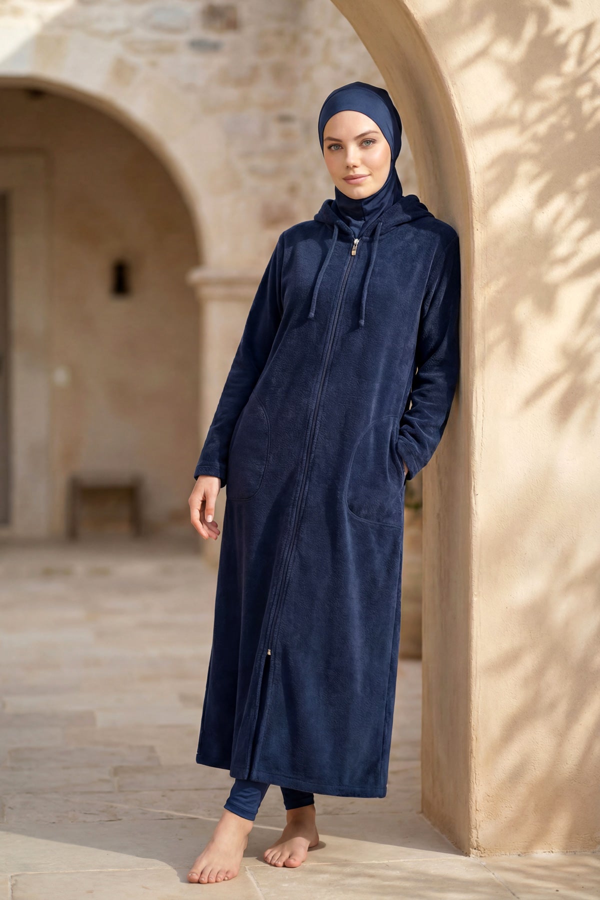 Navy Zippered Towel Pareo Wearable Design P2601-1 Secondary image