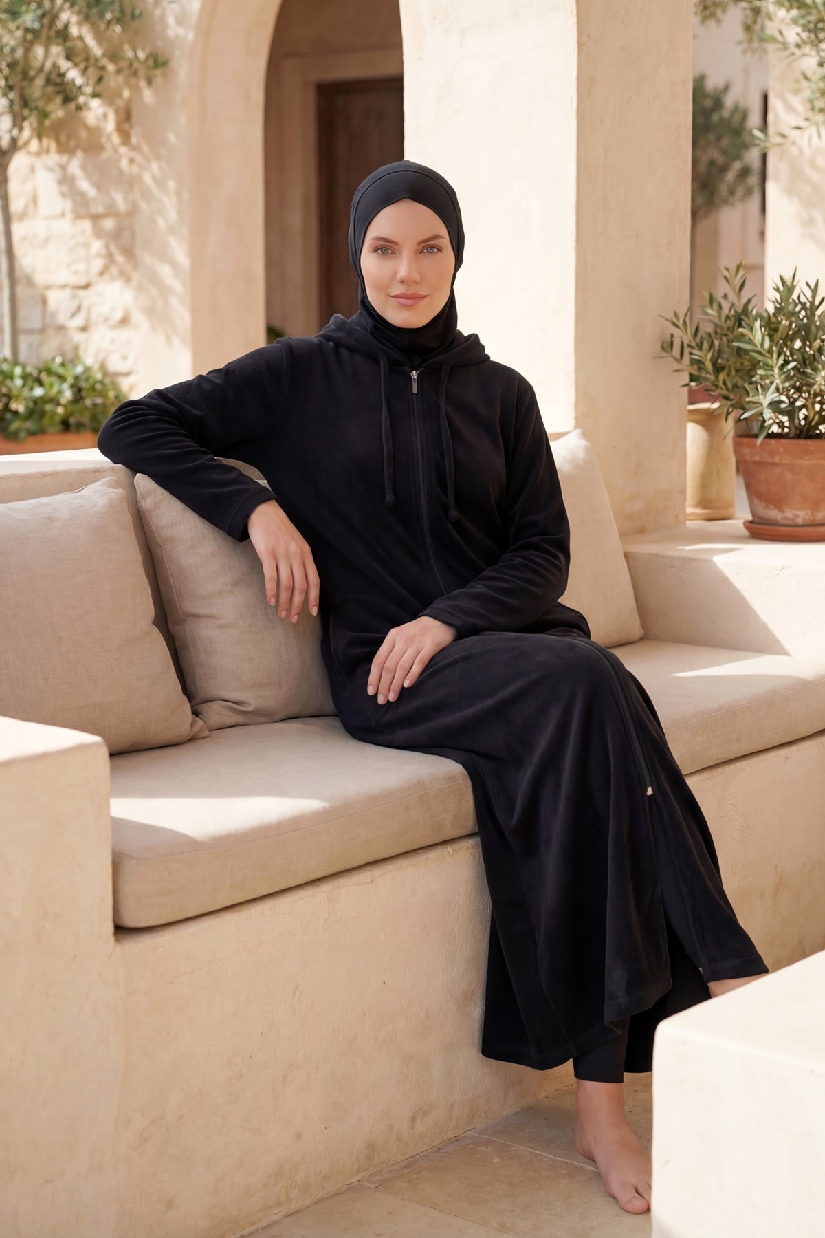 Black Zippered Towel Pareo Wearable Design P2601-2 Main image