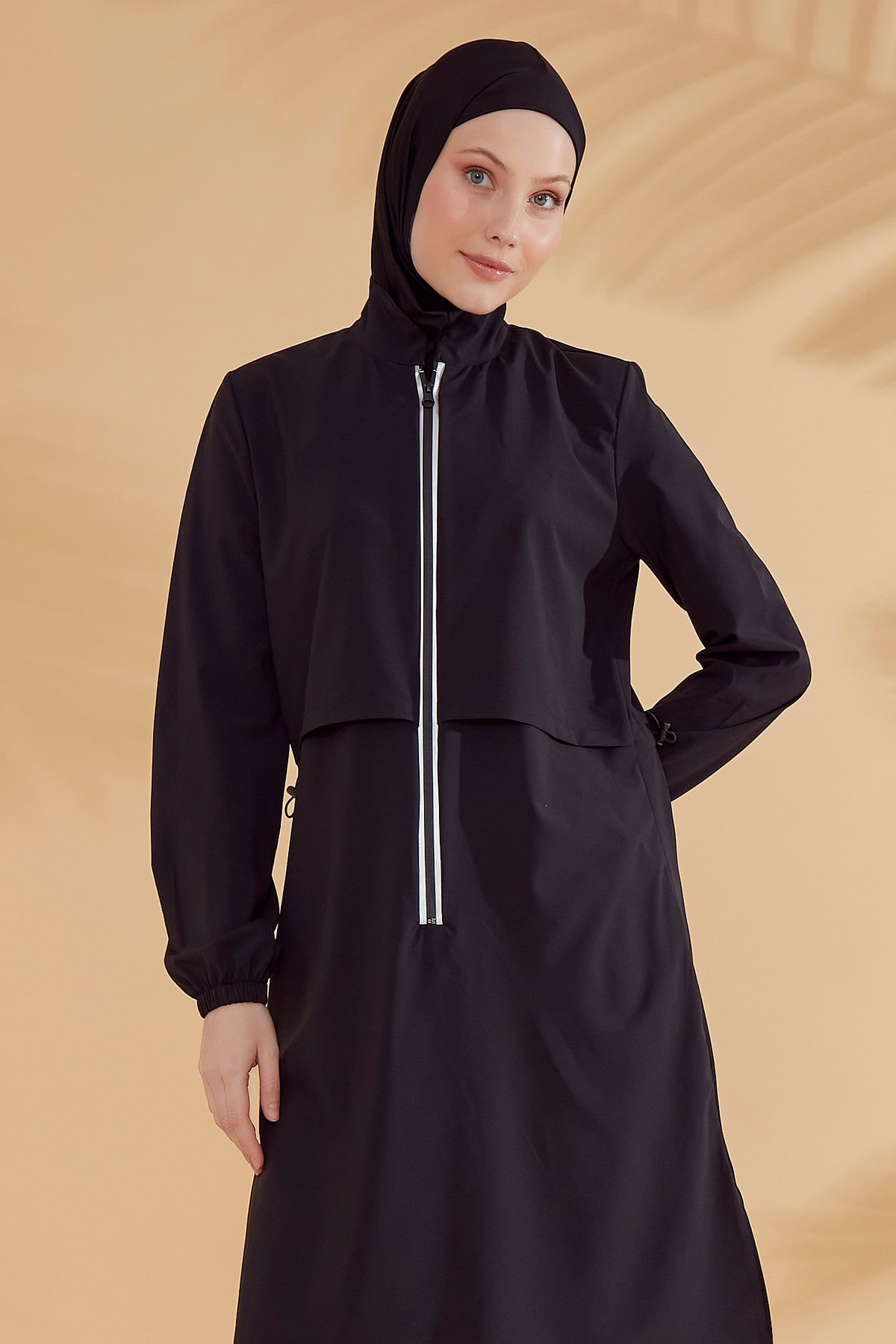Woven Black Burkini Modest Swimwear M2314