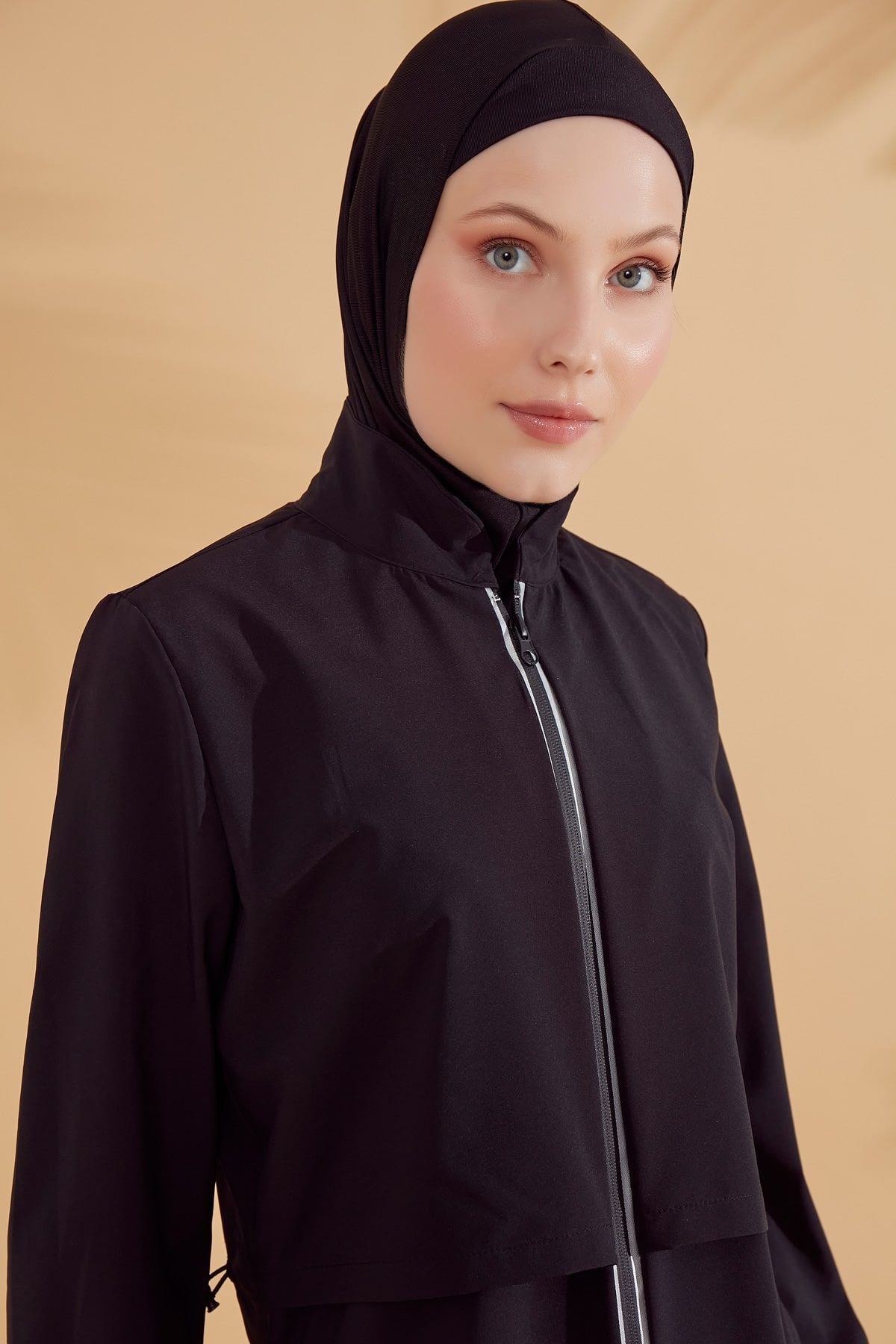 Woven Black Burkini Modest Swimwear M2314
