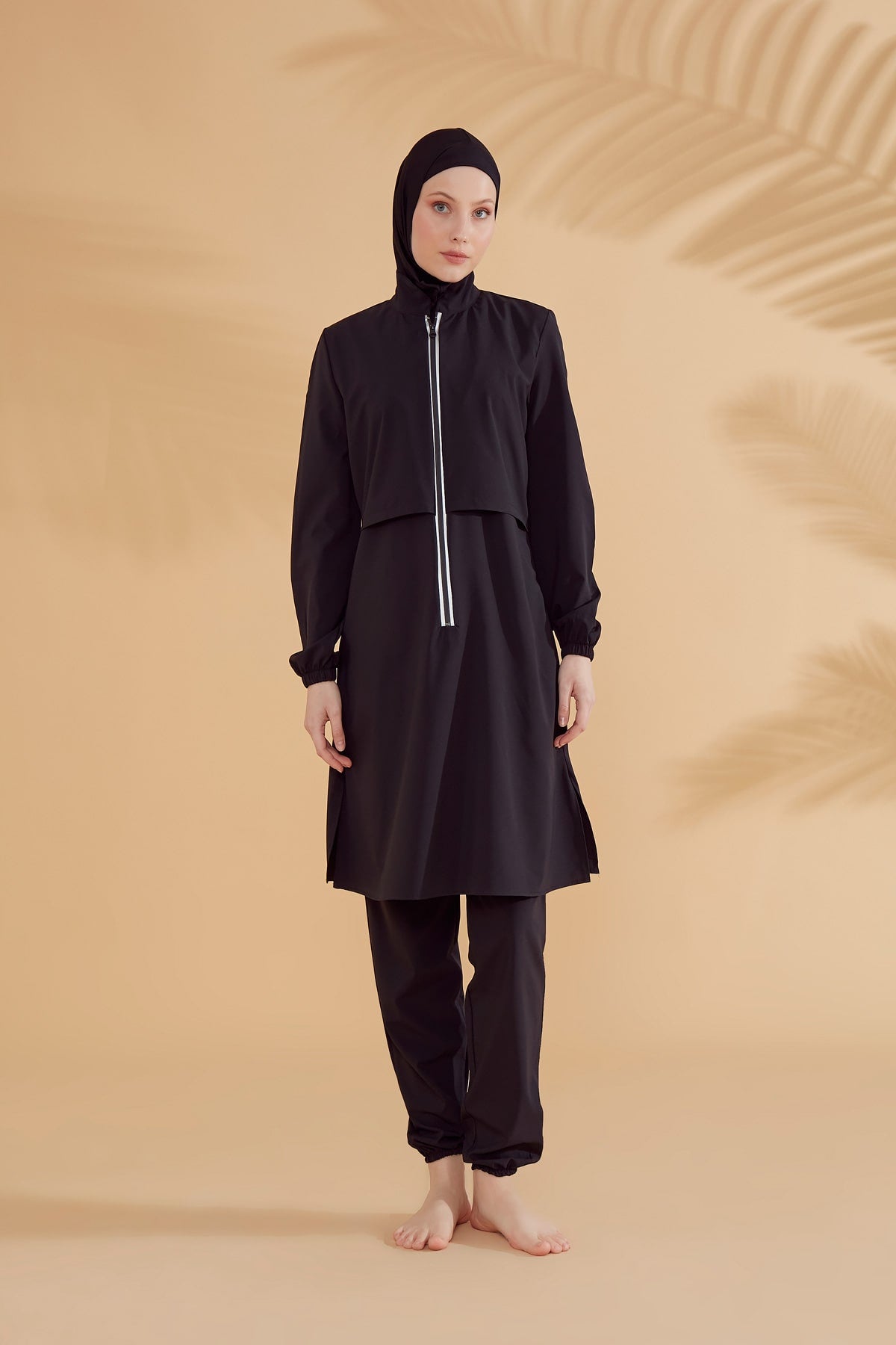 4-Piece Black Parachute Basic Full-Coverage Modest Swimwear Burkini – M2314