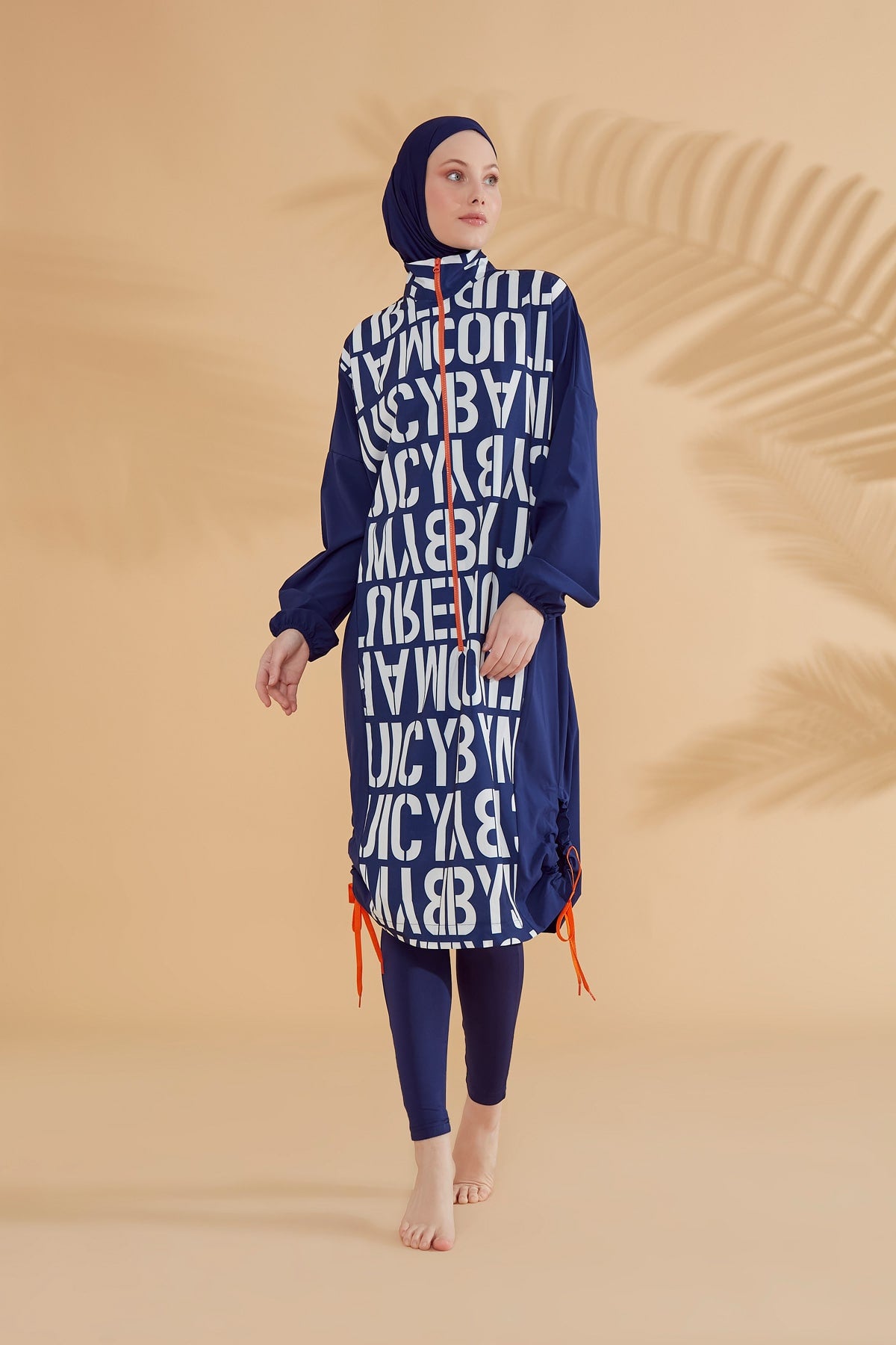 Gathered Tunic Full-Coverage Modest Swimwear Burkini - M2301-1