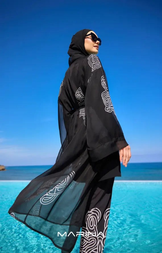muslim swimming dress Zehra Sporty Burkini 3-Piece Swim Set Navy Blue Hawariya Designed to provide comfort for swimming or lounging at the beach Modest Swimsuits Fully Covered Swimsuit