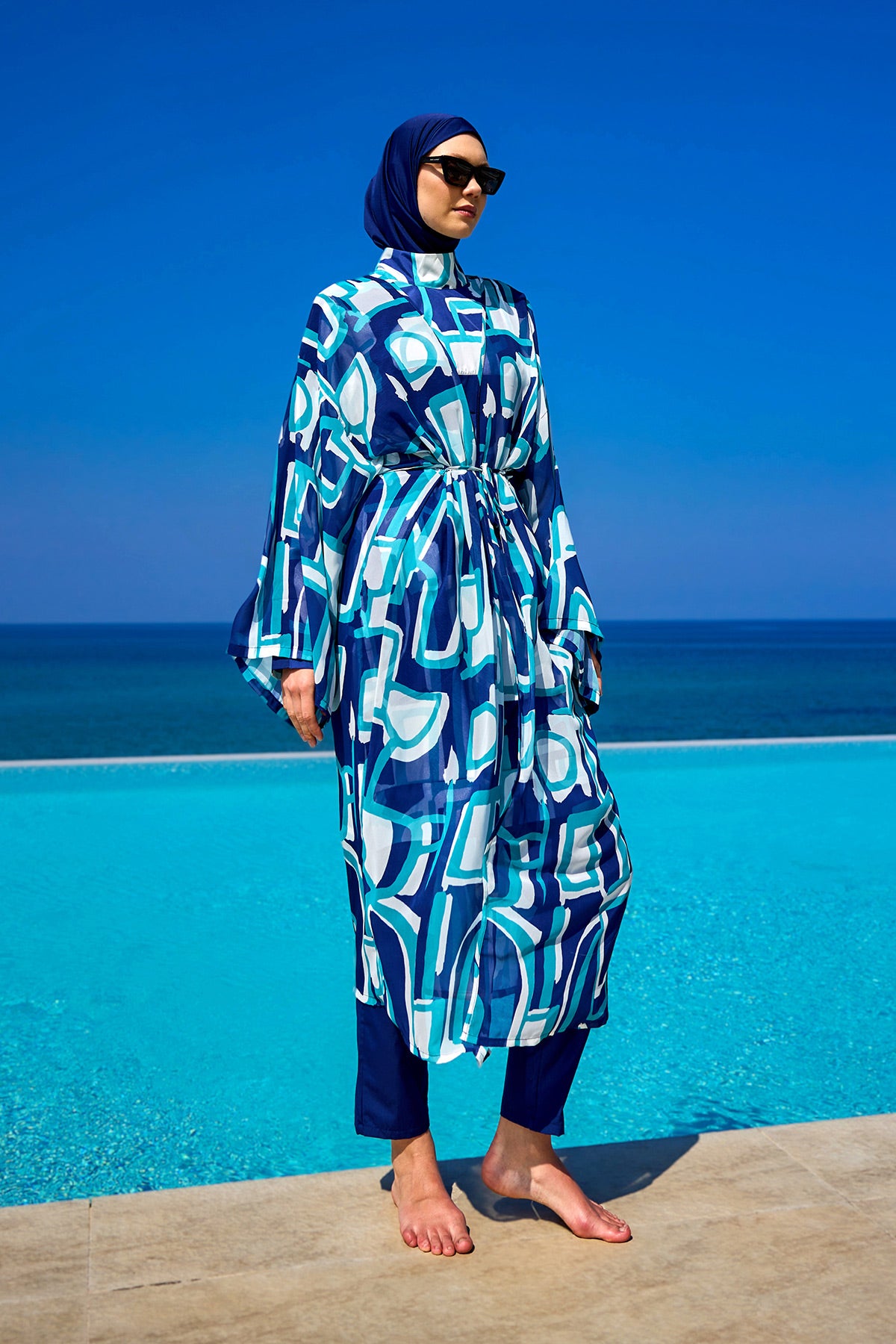 Navy Blue Full Coverage Modest Swimwear Set for Women R2513