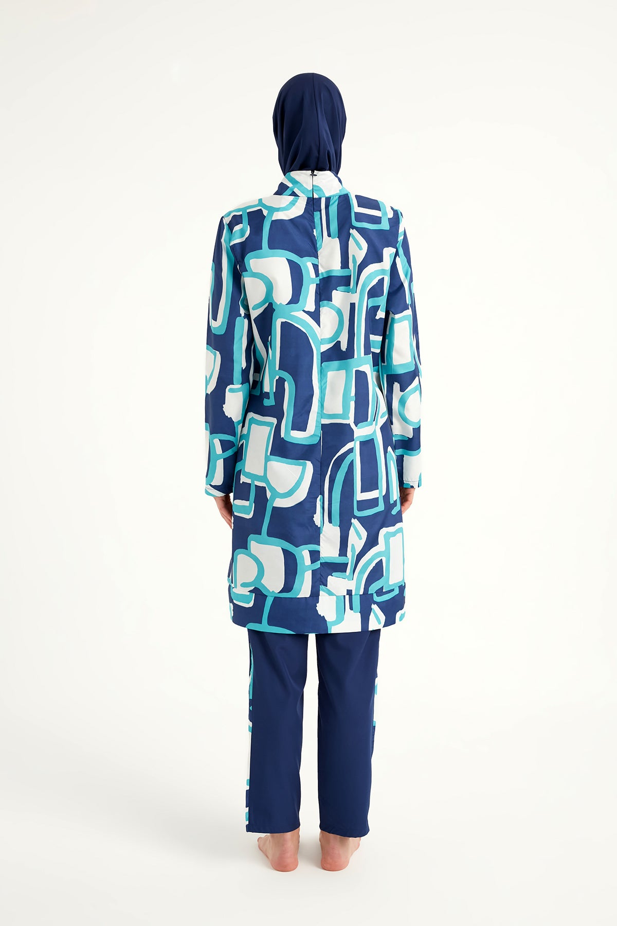 Navy Blue Full Coverage Modest Swimwear Set for Women R2513