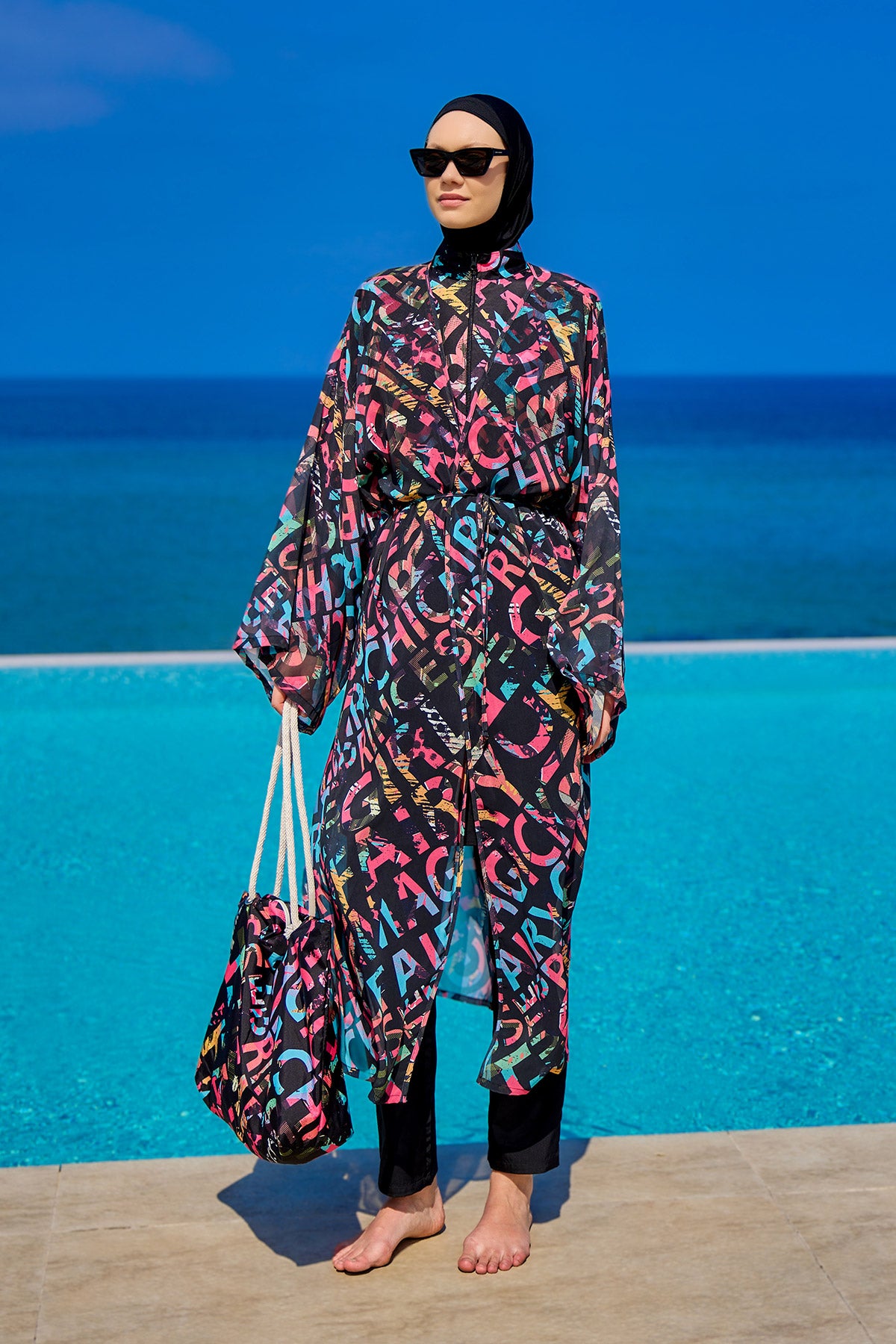 Rivamera Graphic Print Beach Kimono - RP2507