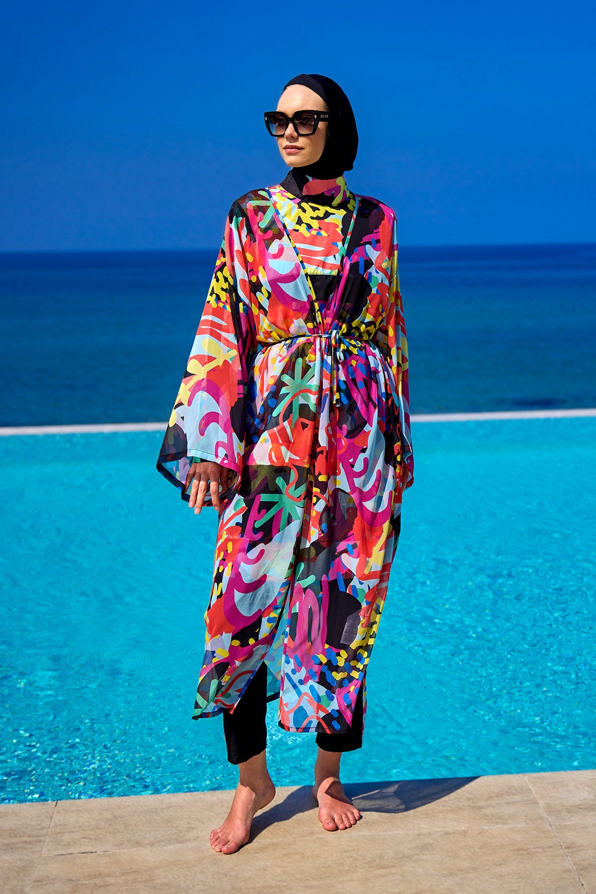 Rivamera Tropical Print Chiffon Kimono - RP2510 Main image